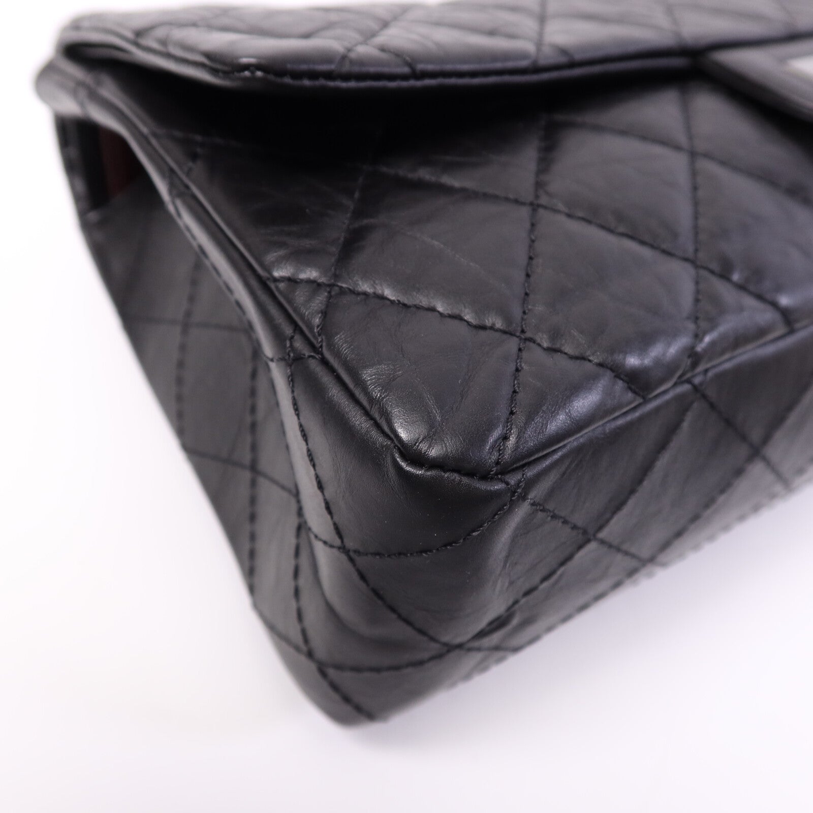CHANEL 牛皮皮革2.55 Maxi銀扣鏈帶肩背袋