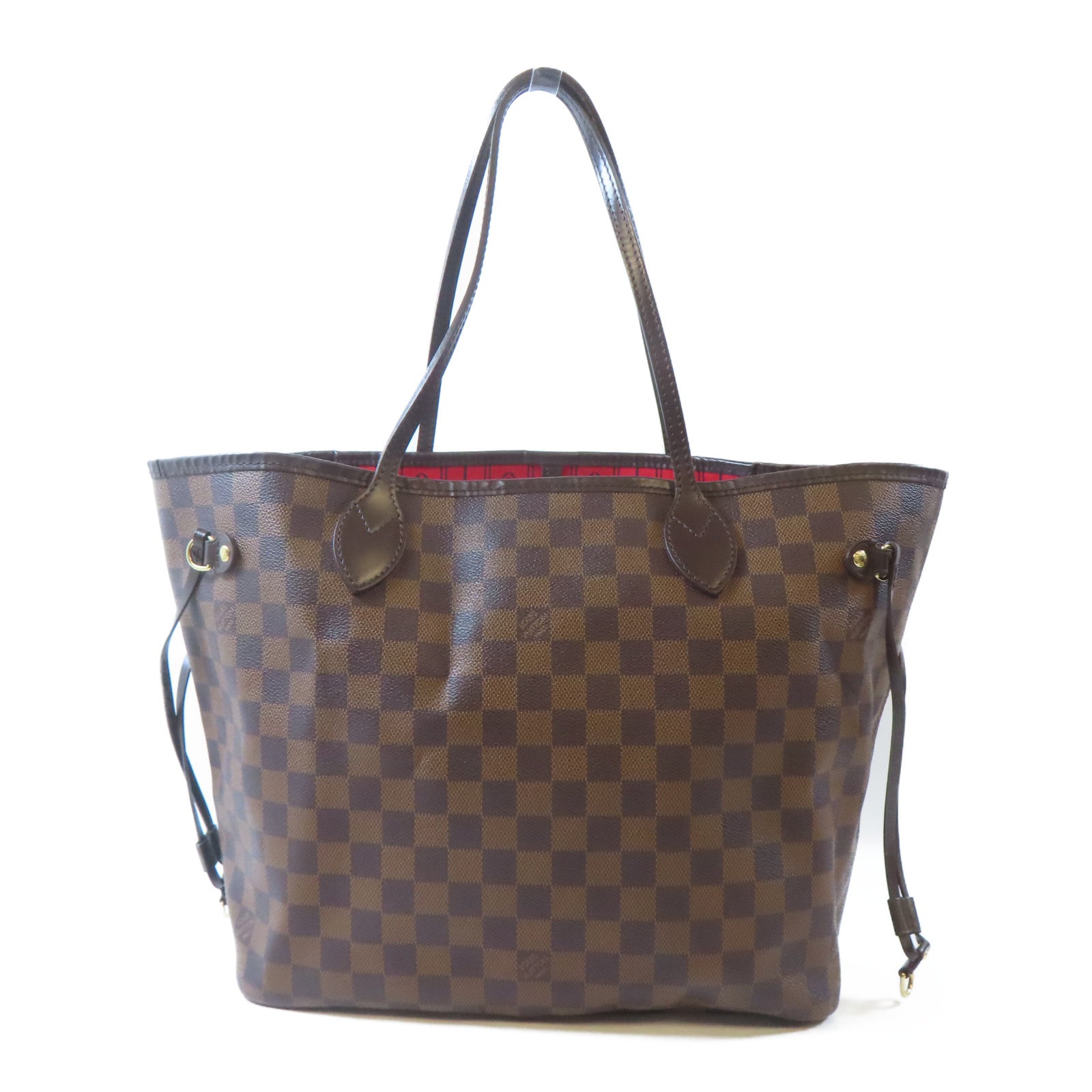 LOUIS VUITTON Damier Neverfull MM金扣手挽袋/肩背袋棕色