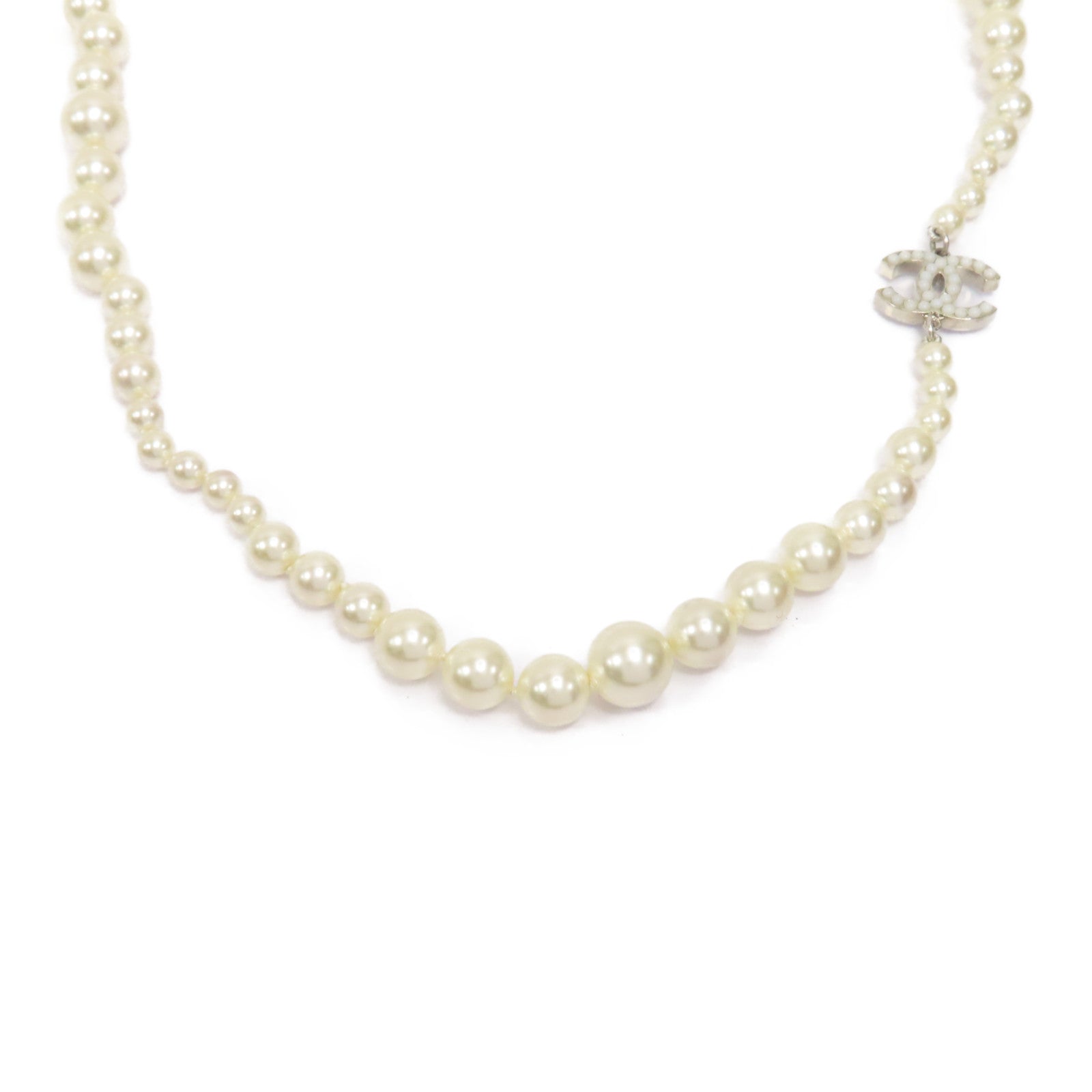 CHANEL PVC/金屬Necklace項鍊白色/銀色