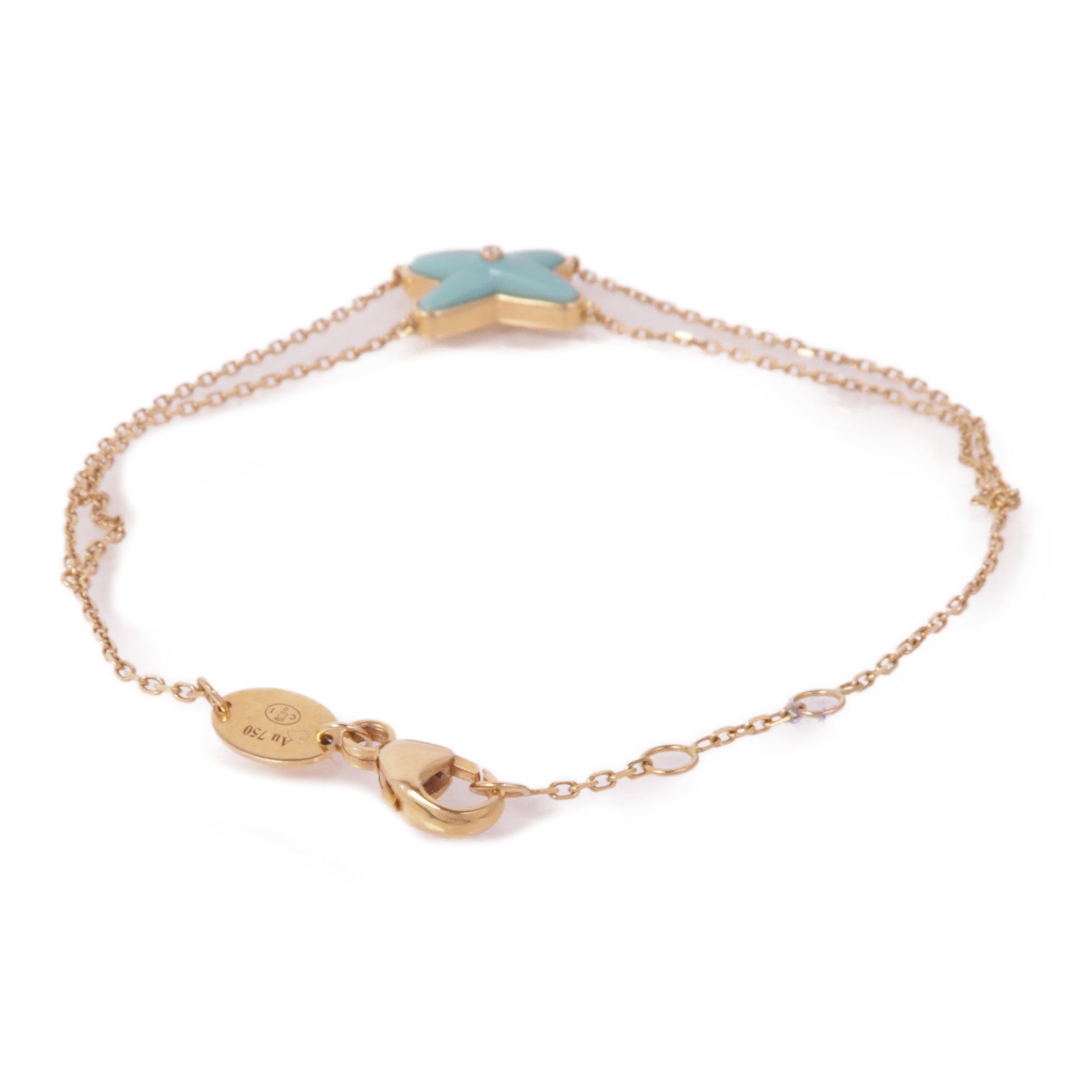 Chaumet 18K玫瑰金Jeux De Liens Bracelet綠松石/鑽石手鏈