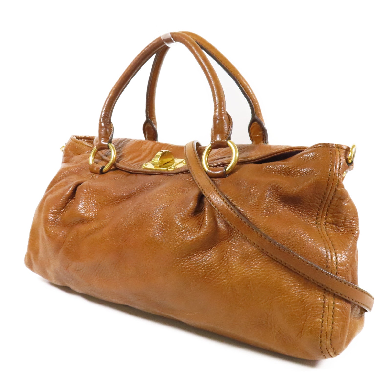 Miu Miu 牛皮皮革2 Way Shoulder金扣手挽肩背兩用袋