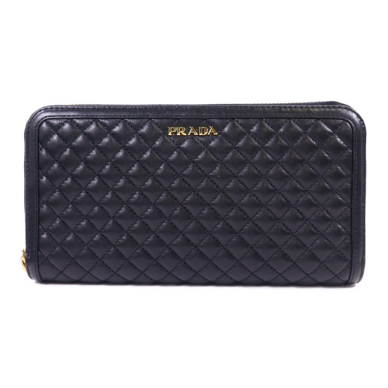 PRADA 牛皮皮革Long Round Wallet金扣長錢包