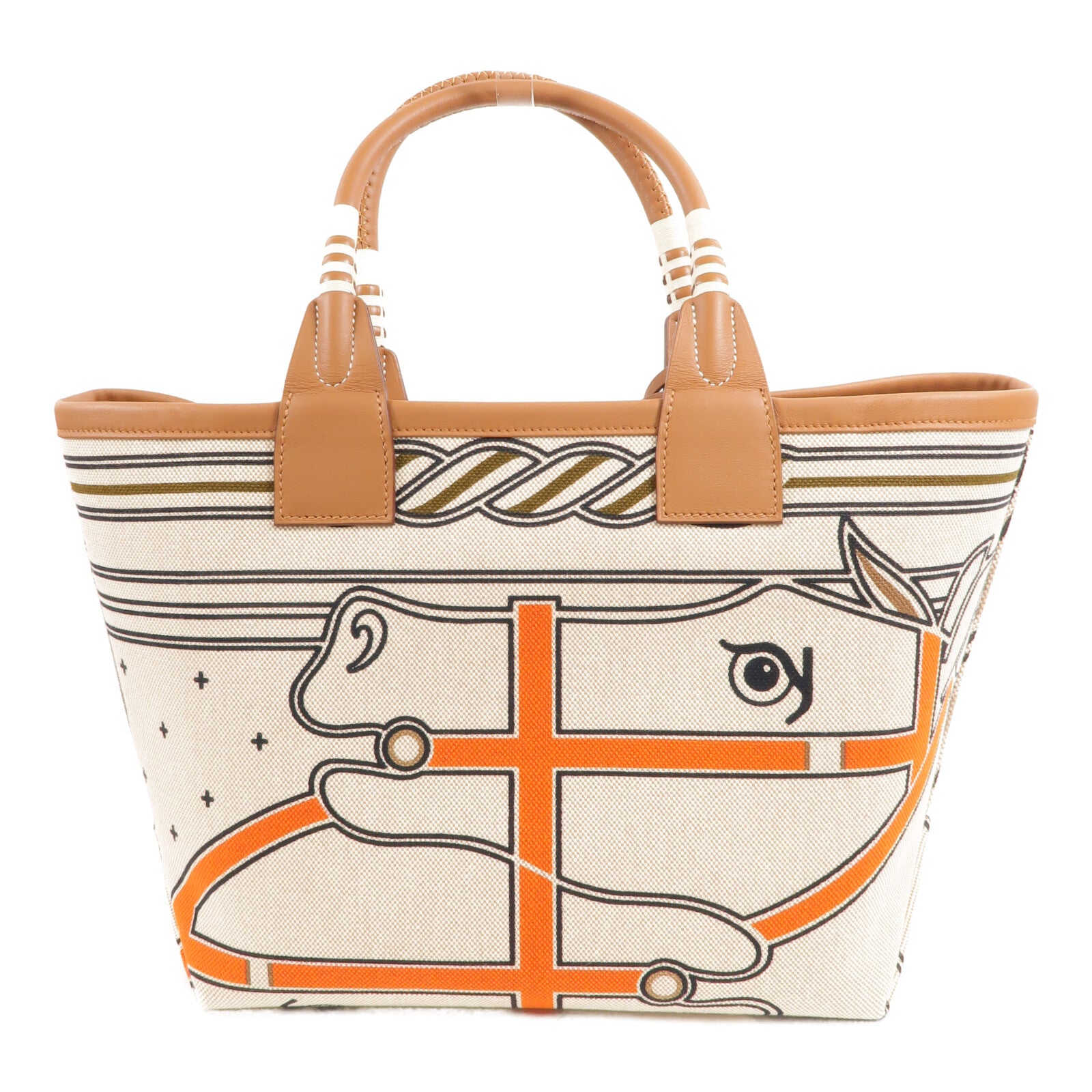HERMES 帆布/Swift皮革Steeple 25手挽袋Gold/Ecru
