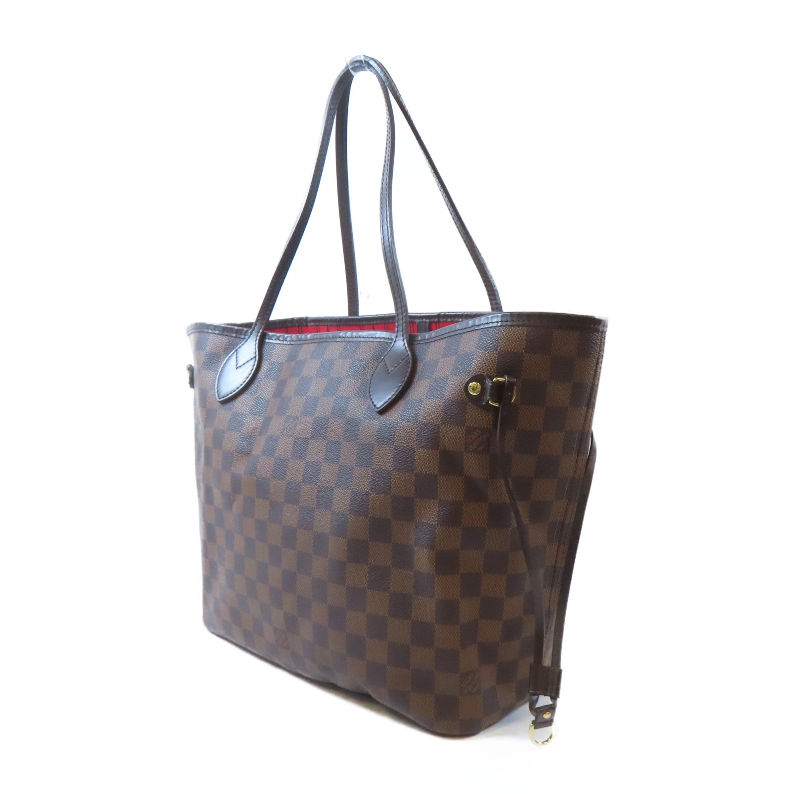 LOUIS VUITTON Damier Neverfull MM金扣手挽袋/肩背袋棕色