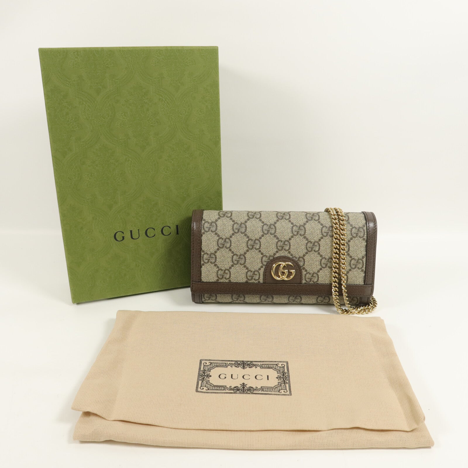 GUCCI 塗層帆布Ophidia Wallet With Chain鏈帶肩背袋
