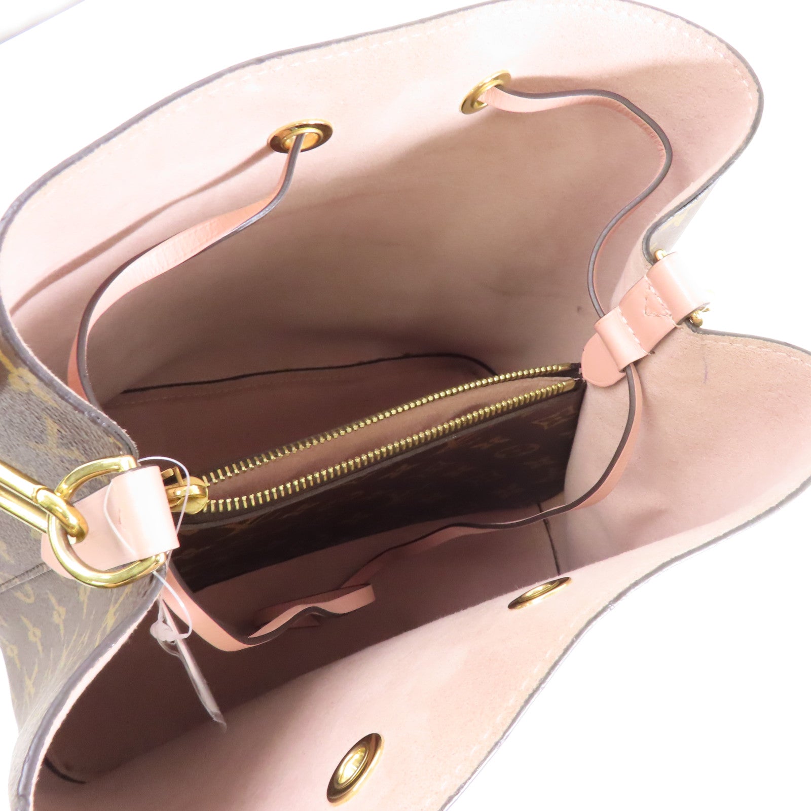 LOUIS VUITTON Monogram Neo Noe MM金扣肩背袋啡色/粉紅色