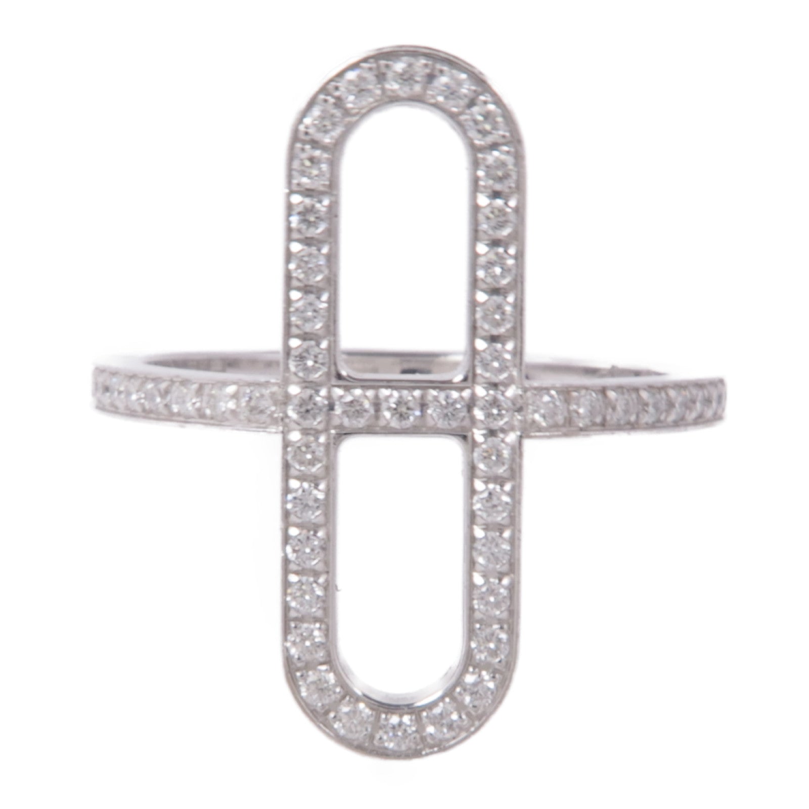 HERMES 18K白金Ever Chaine d'ancre Ring鑽石戒指Hermes#51/US#5.5