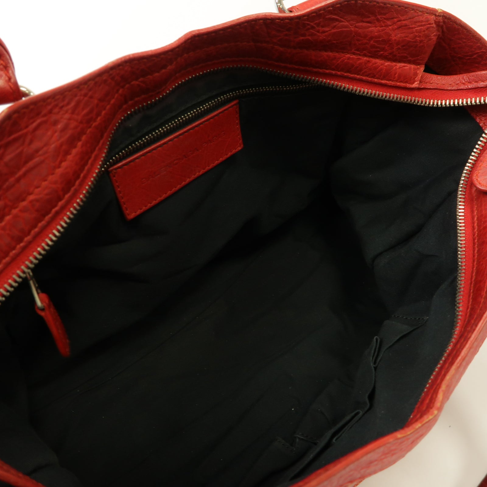 BALENCIAGA 【激減優惠】帆布/牛皮皮革City銀扣手挽肩背兩用袋紅色