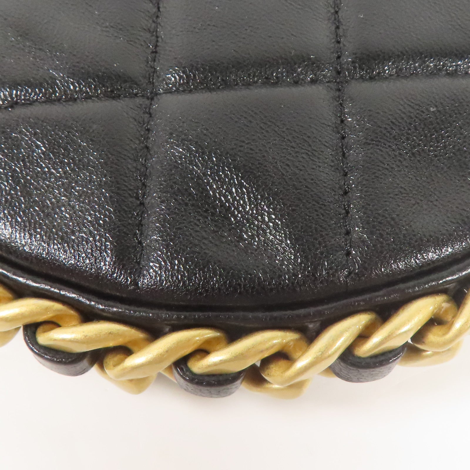 CHANEL 【激減優惠】羊皮皮革Around Hobo金扣鏈帶手挽袋