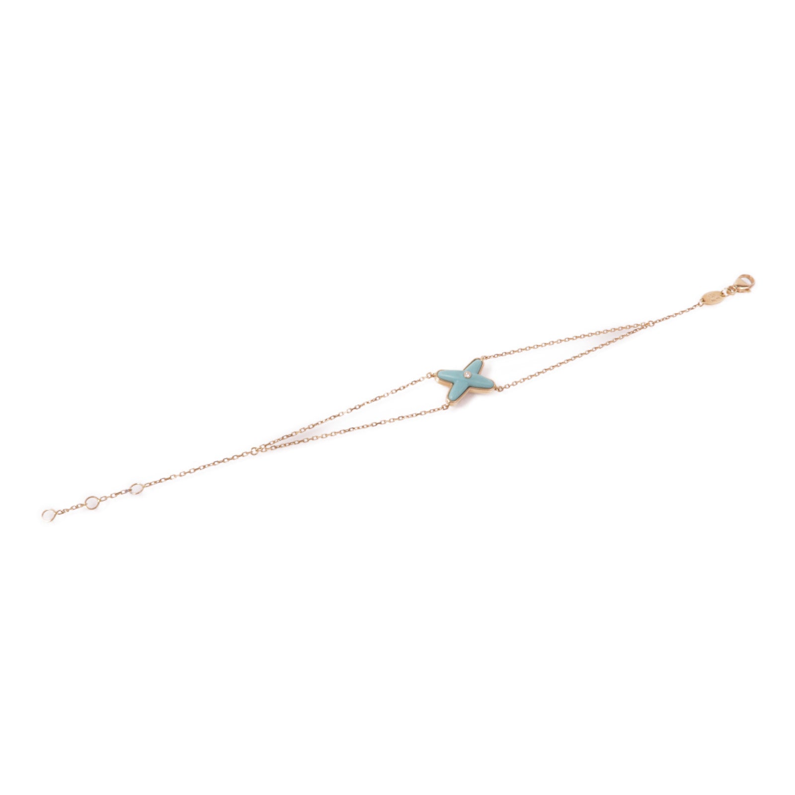 Chaumet 18K玫瑰金Jeux De Liens Bracelet綠松石/鑽石手鏈