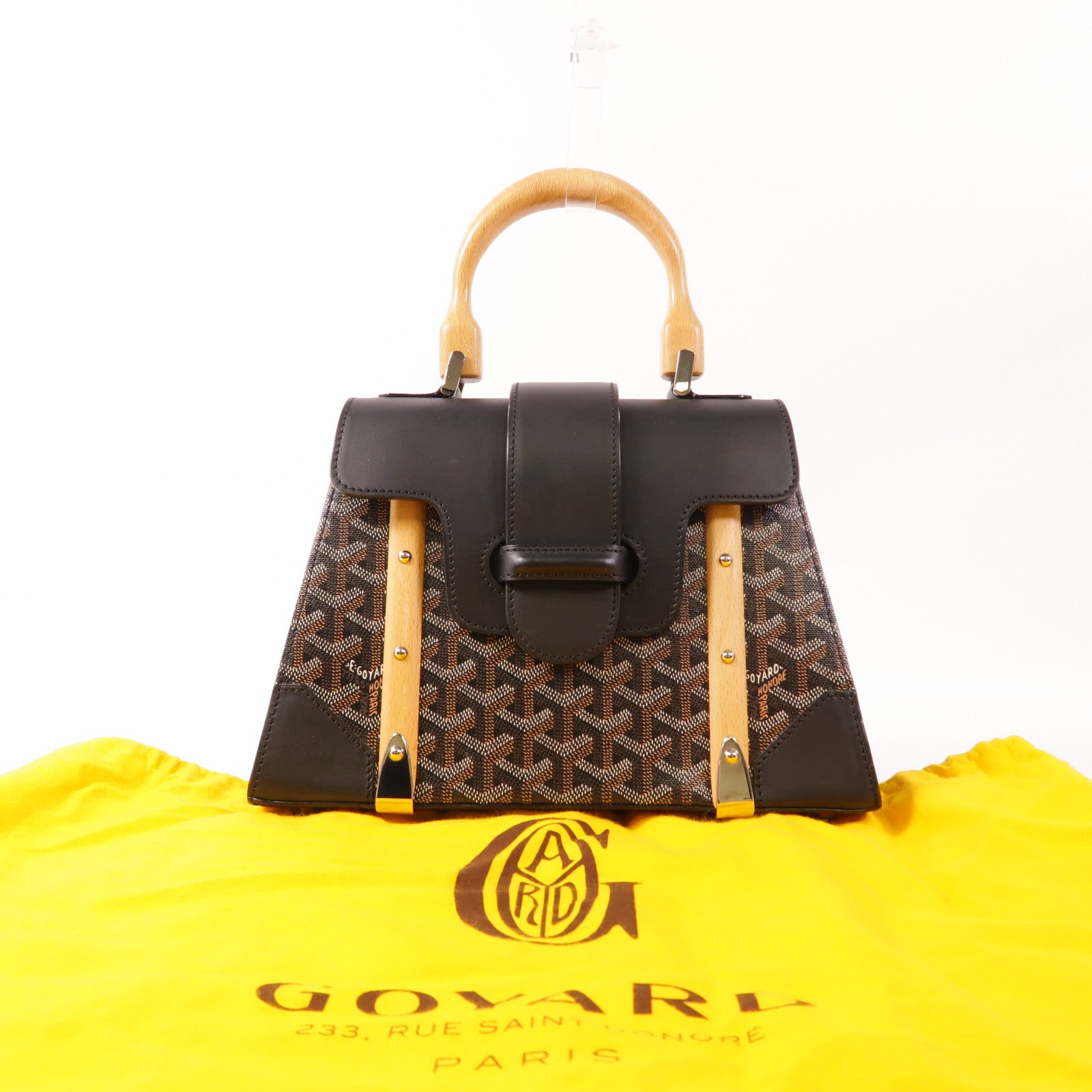 GOYARD 塗層帆布/皮革Saigon PM銀扣手挽袋