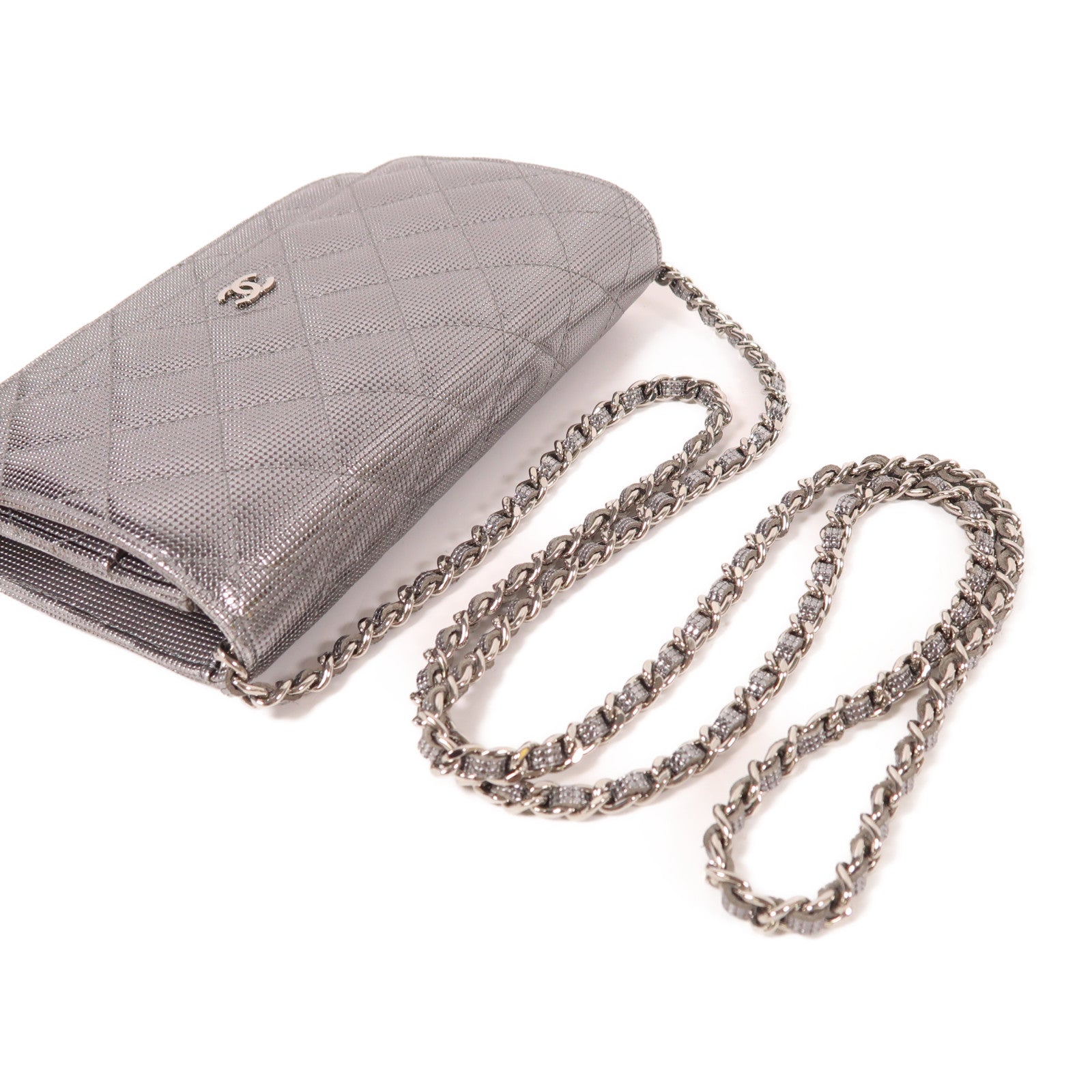 CHANEL 皮革WOC Wallet On Chain銀扣鏈帶肩背袋