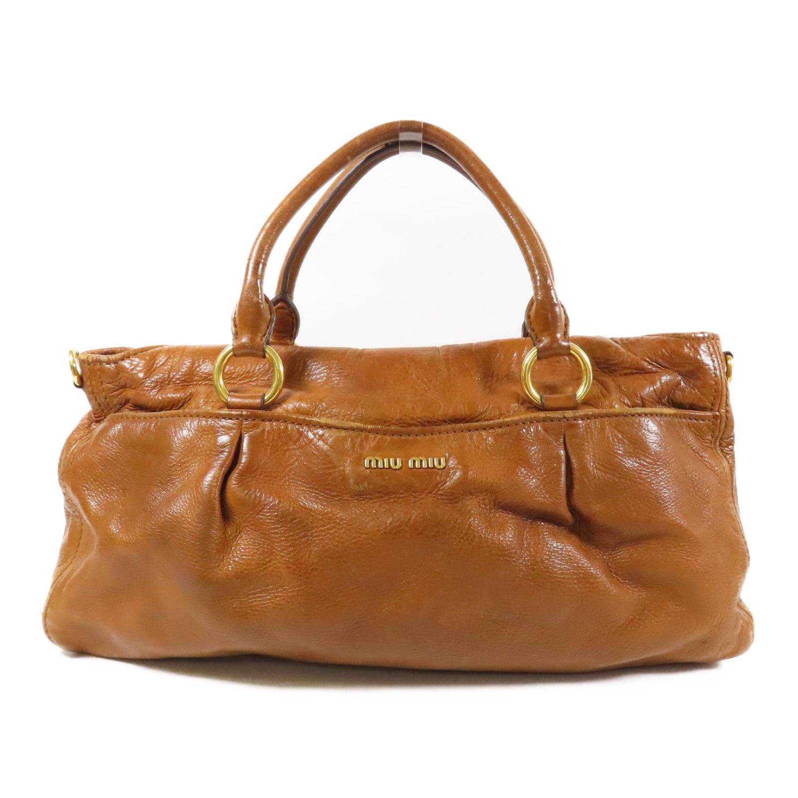 Miu Miu 牛皮皮革2 Way Shoulder金扣手挽肩背兩用袋
