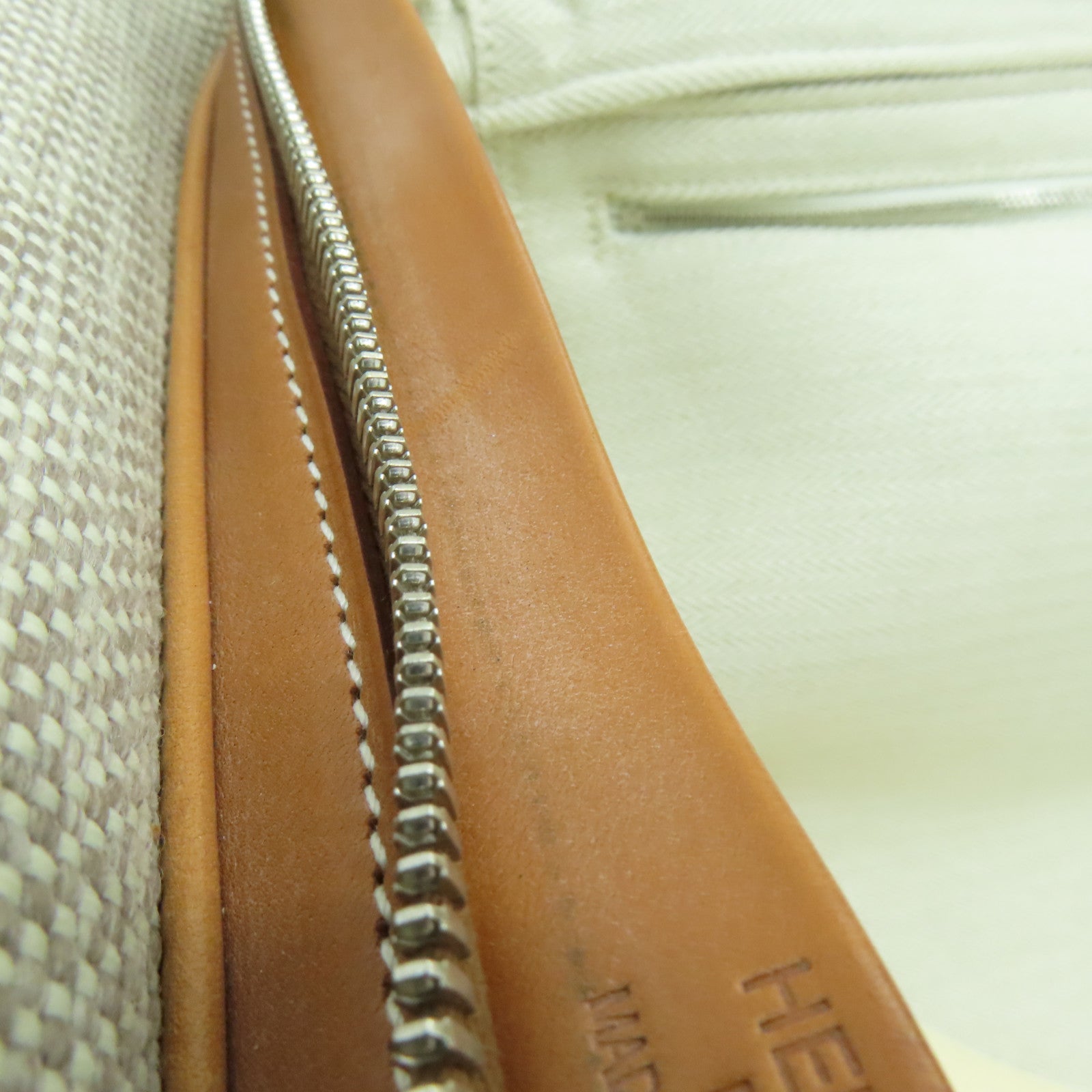 HERMES 【激減優惠】帆布Caleche Rolling Luggage銀扣行李箱米色/啡色