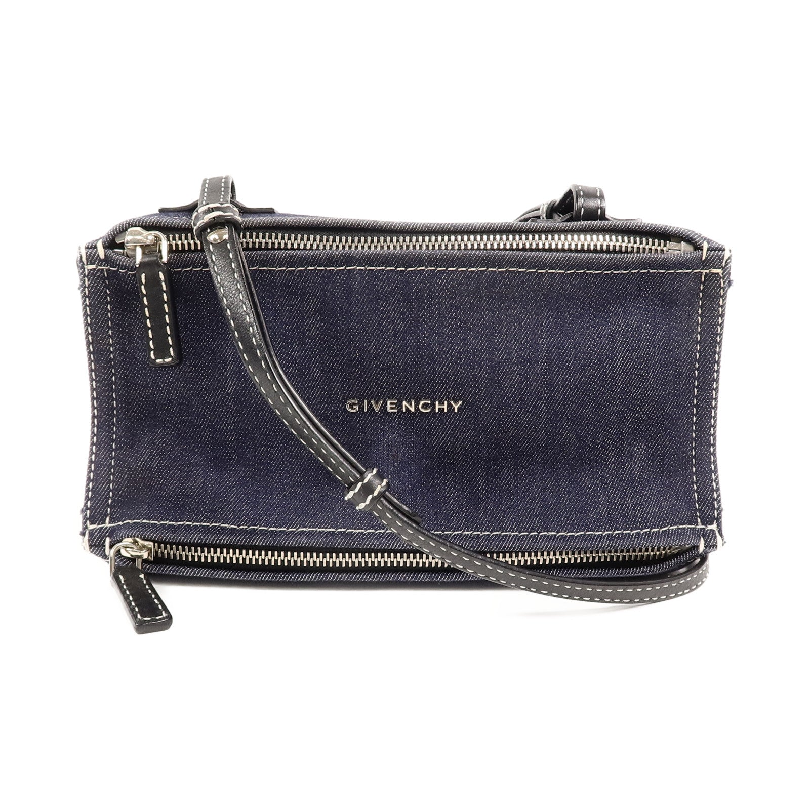 GIVENCHY 牛仔布/牛皮皮革Pandora Mini肩背袋