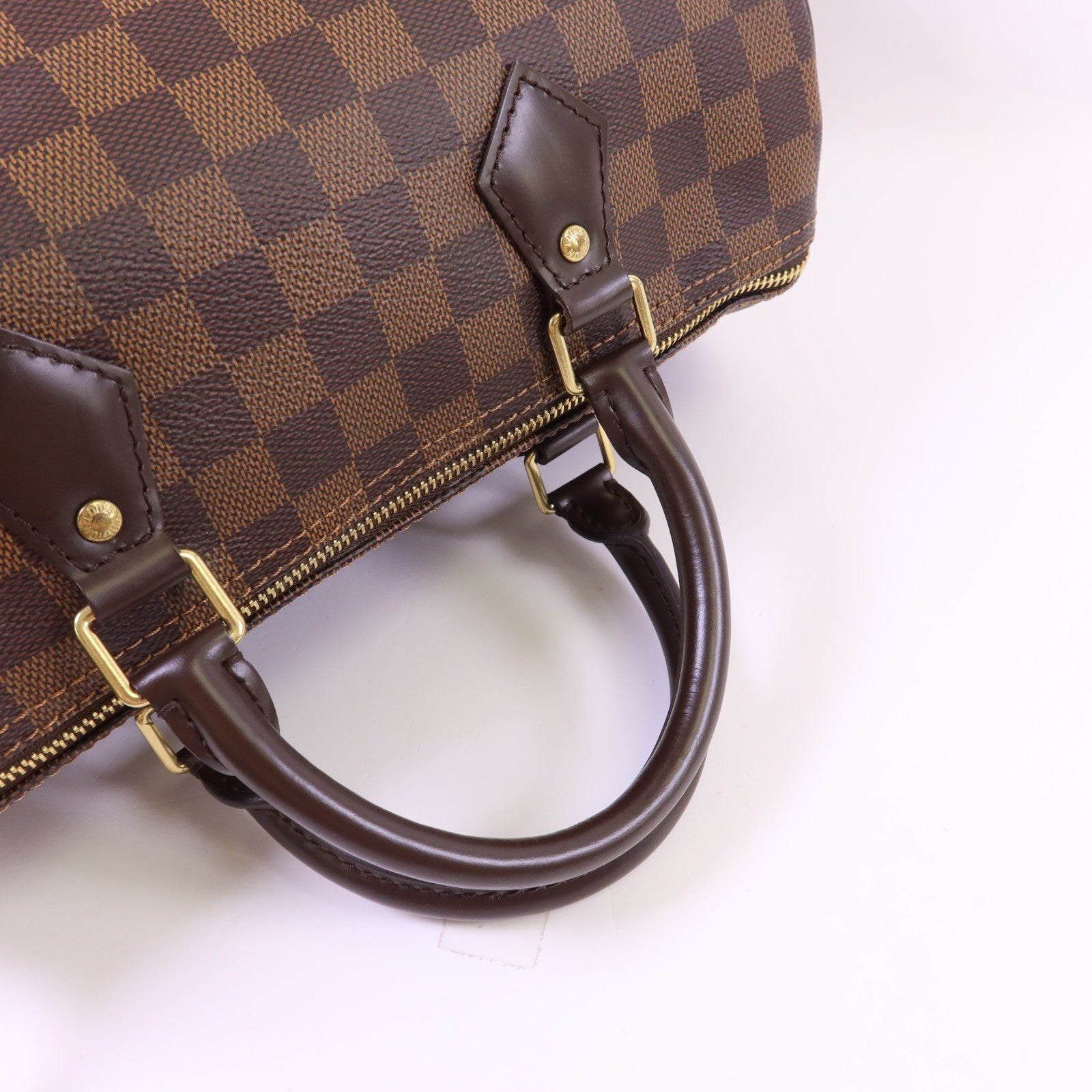 LOUIS VUITTON Damier Speedy 30金扣手挽袋
