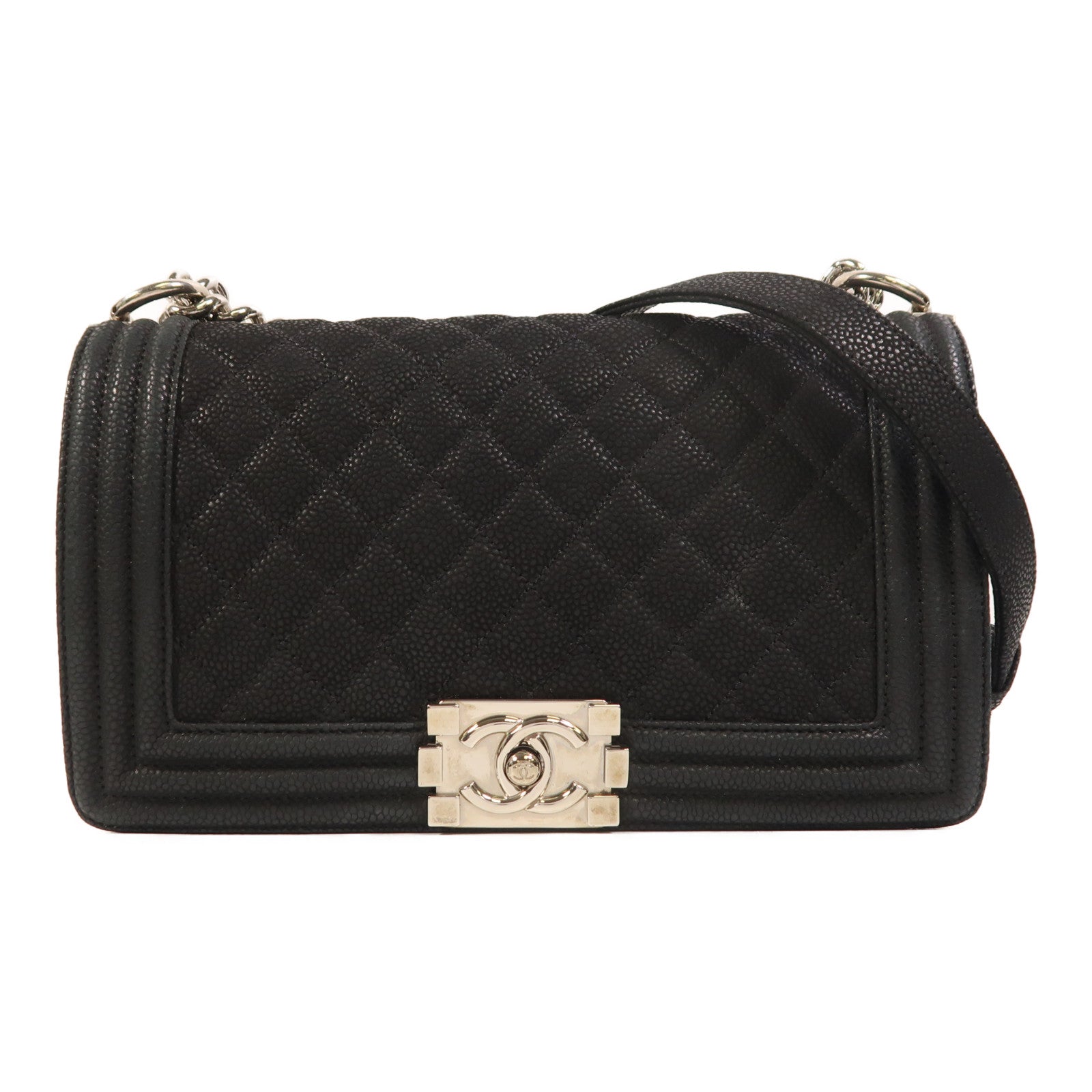 CHANEL 【激減優惠】牛皮皮革Boy 25銀扣鏈帶肩背袋