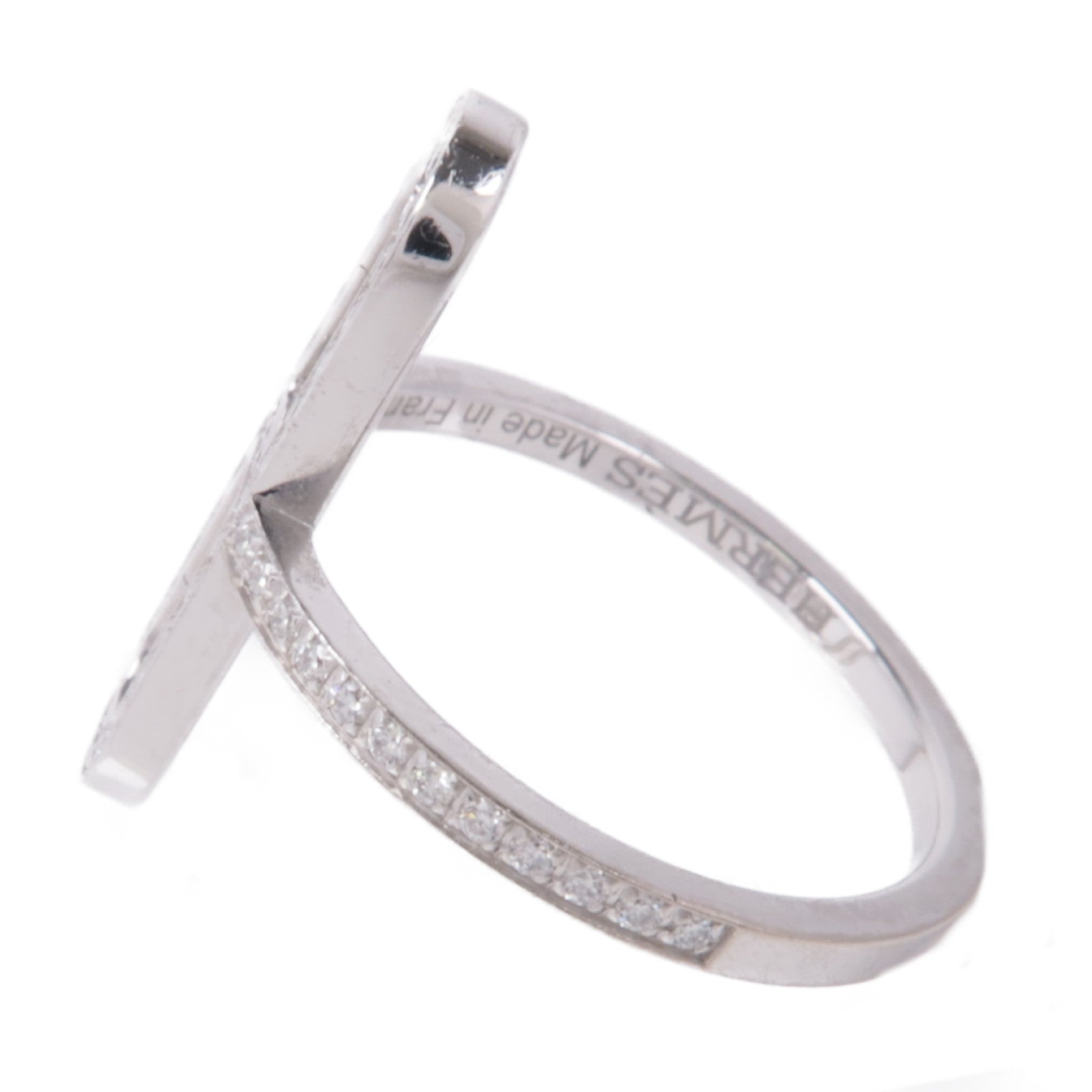 HERMES 18K白金Ever Chaine d'ancre Ring鑽石戒指Hermes#51/US#5.5