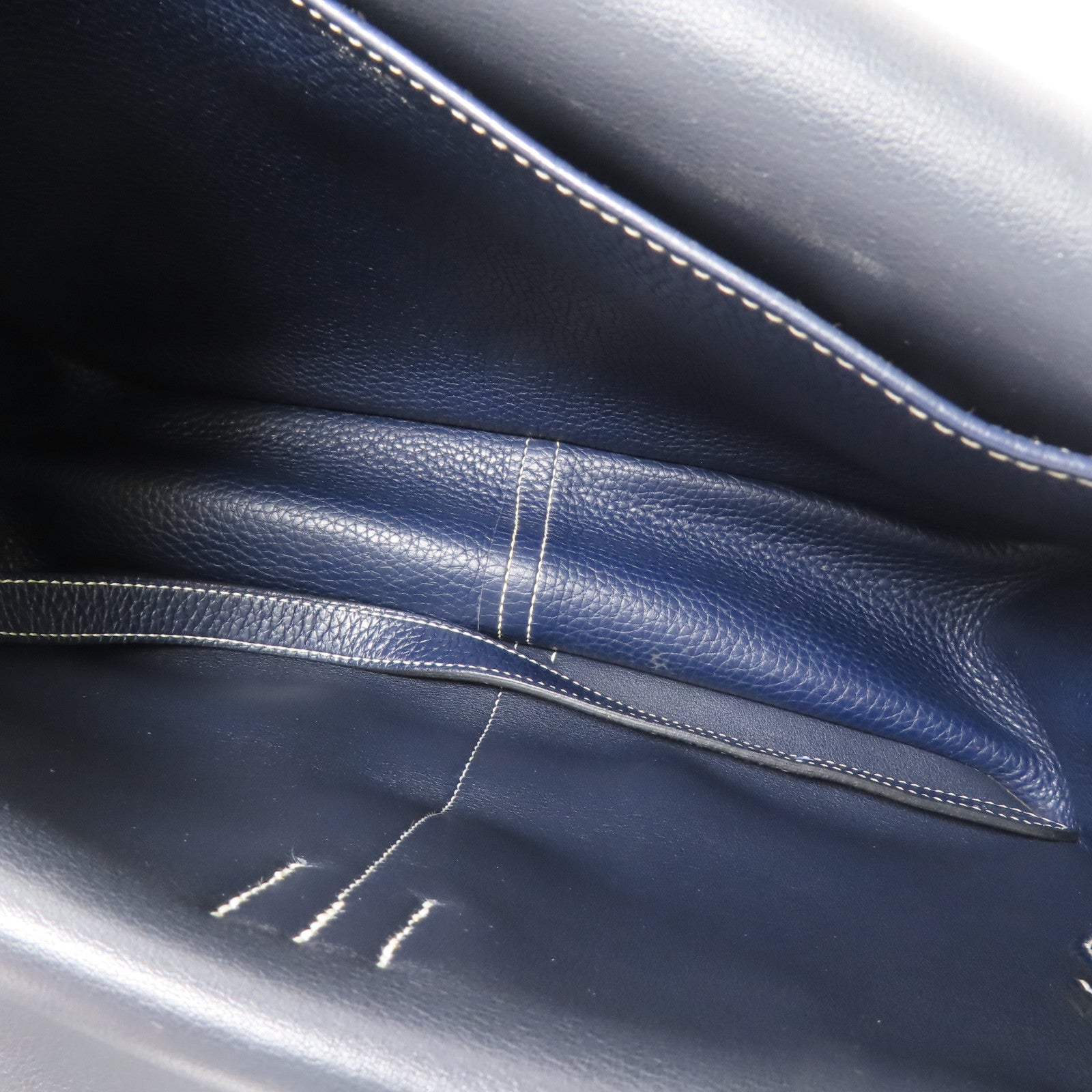 HERMES【激減優惠】 Clemence皮革Halzan 31銀扣手挽肩背兩用袋Bleu Nuit/Noir