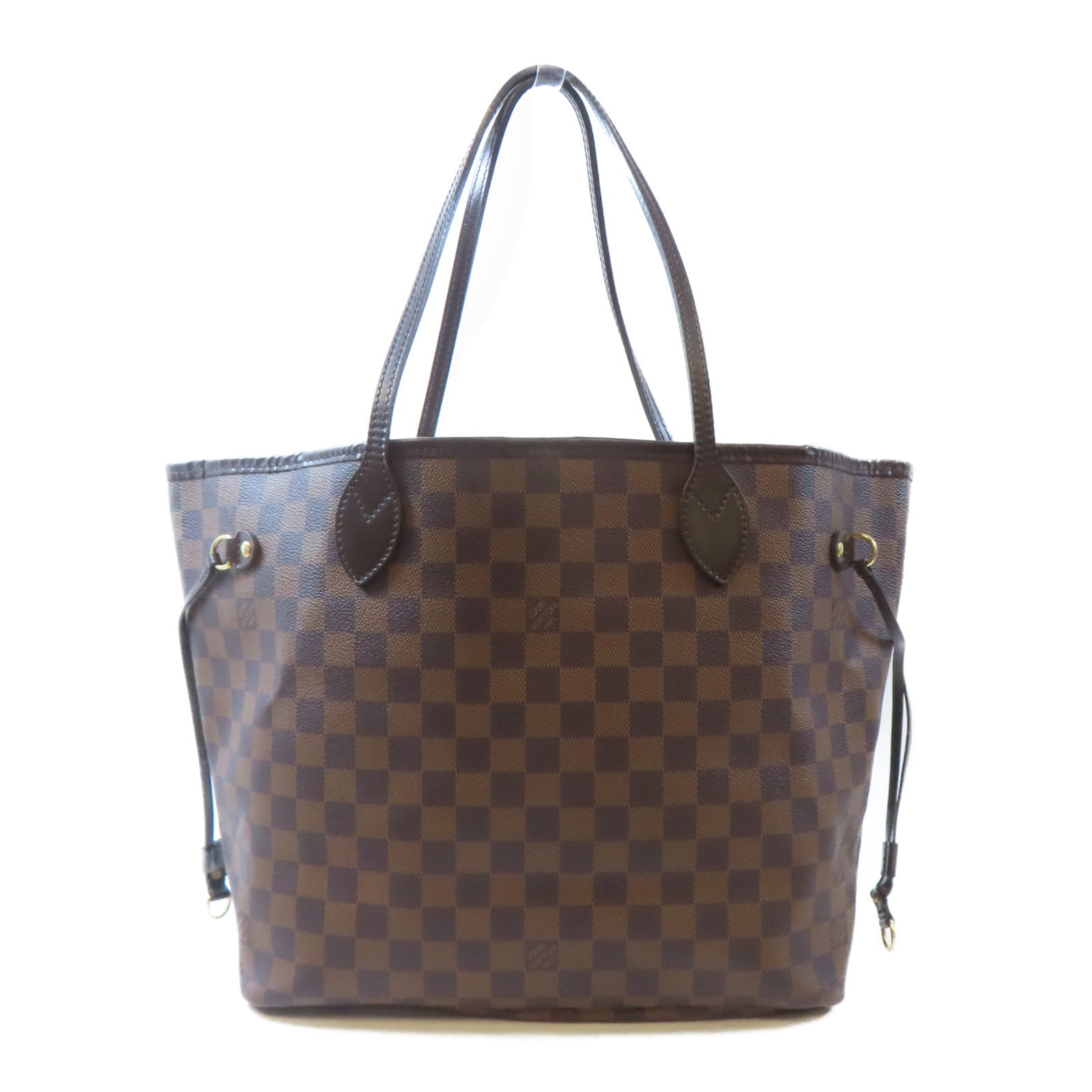 LOUIS VUITTON Damier Neverfull MM金扣手挽袋/肩背袋棕色