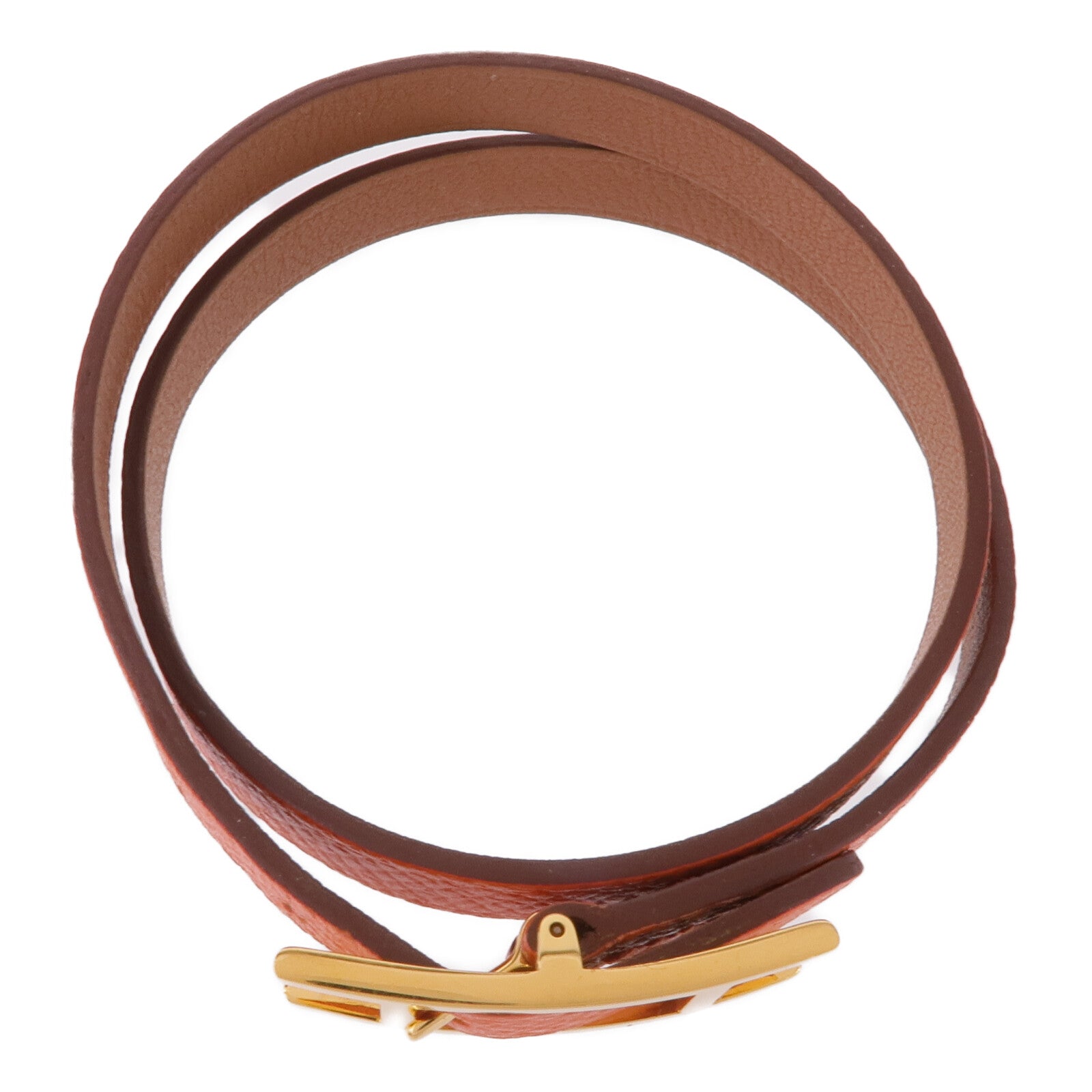 HERMES Epsom/Swift皮革Behapi Double Tour Bracelet金扣手帶