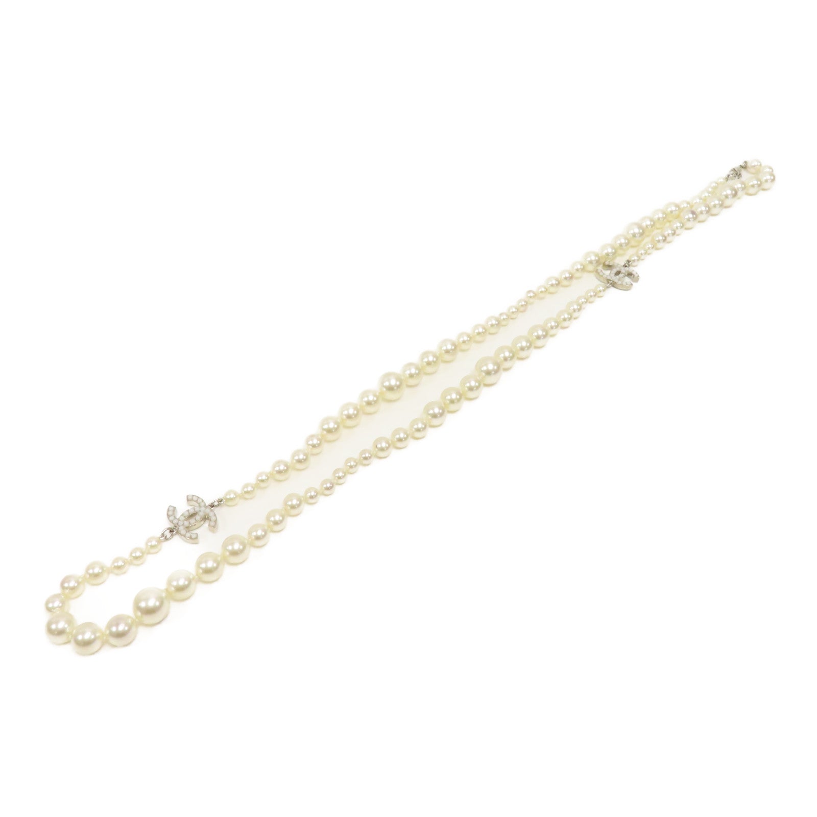CHANEL PVC/金屬Necklace項鍊白色/銀色