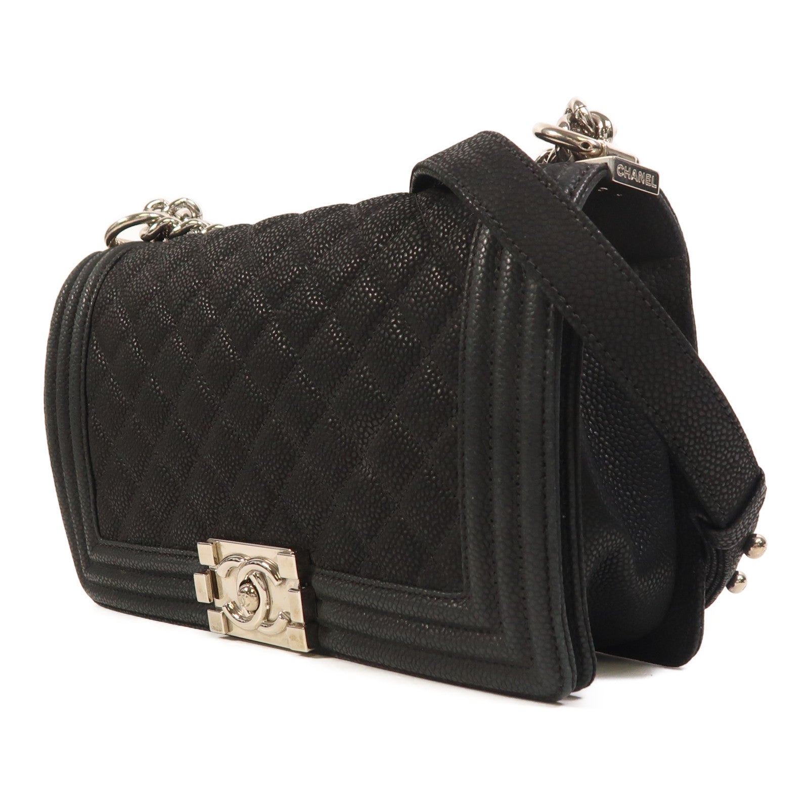 CHANEL 【激減優惠】牛皮皮革Boy 25銀扣鏈帶肩背袋