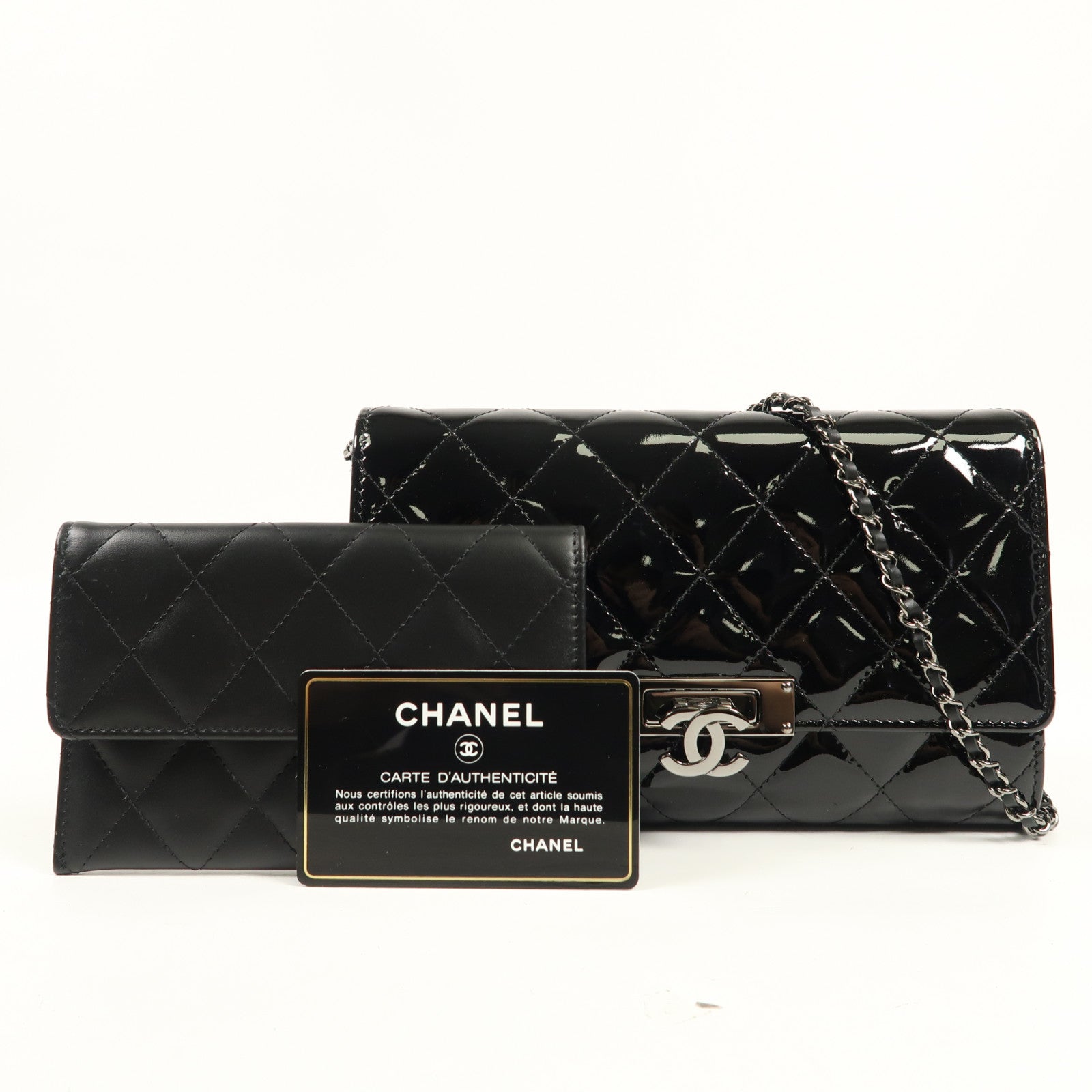 CHANEL 漆皮皮革Shoulder Bag銀扣鏈帶肩背袋