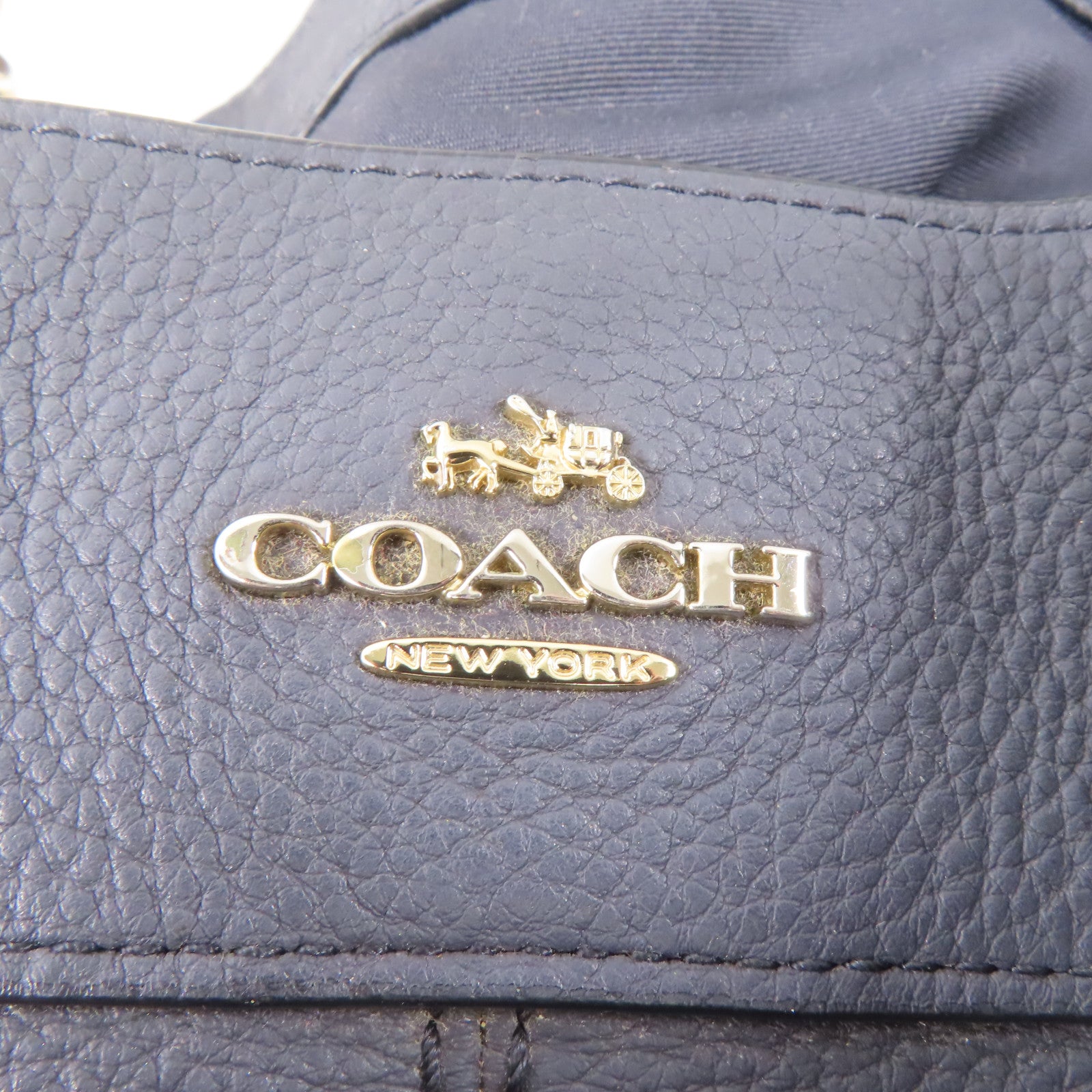 COACH 牛皮皮革Shoulder Bag金扣肩背袋深藍色