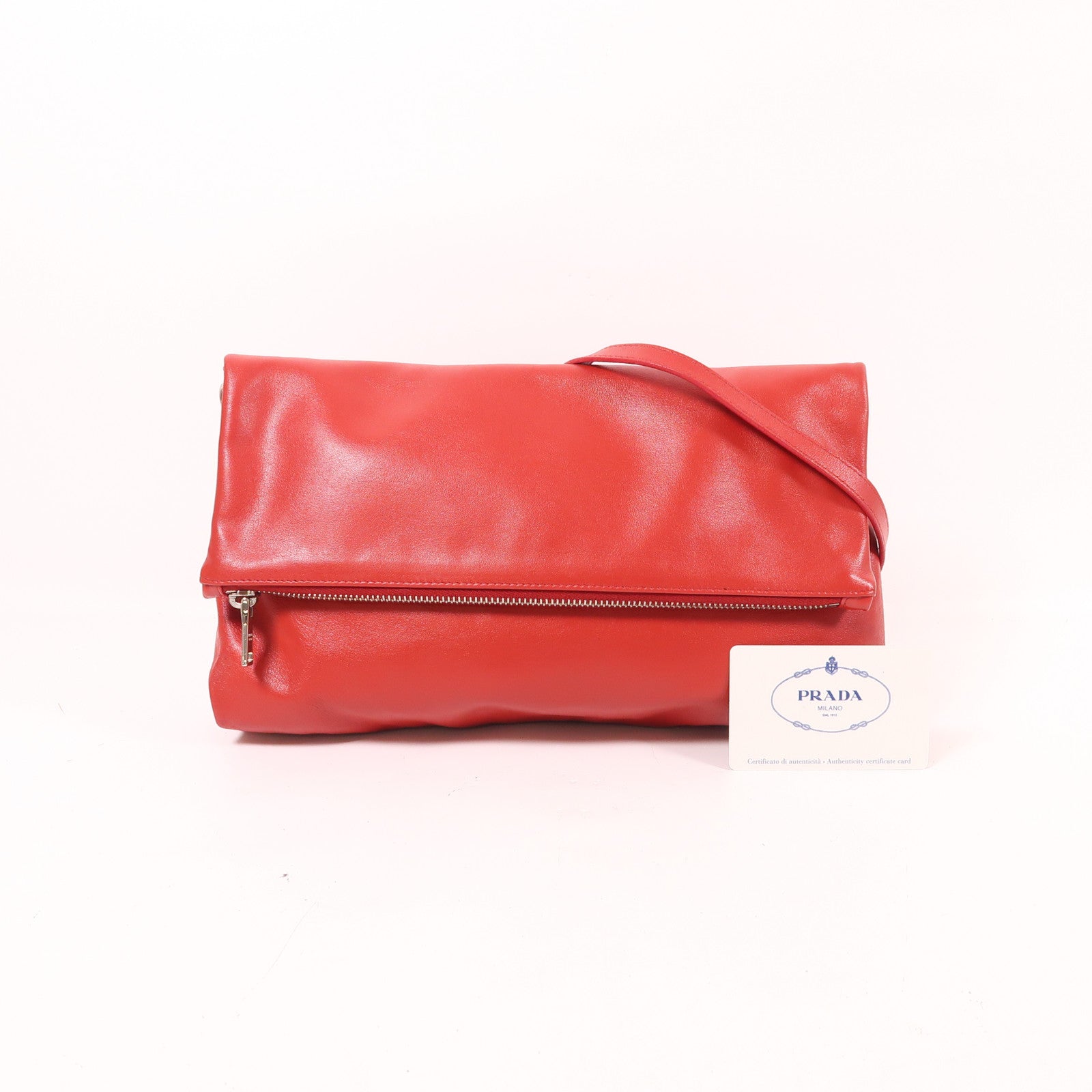 PRADA 牛皮皮革Clutch/Shoulder Bag銀扣手拿包/肩背袋