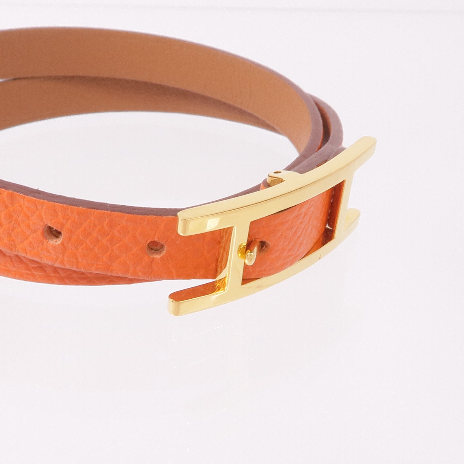 HERMES 【激減優惠】Epsom/Swift皮革Behapi Double Tour Bracelet金扣手帶