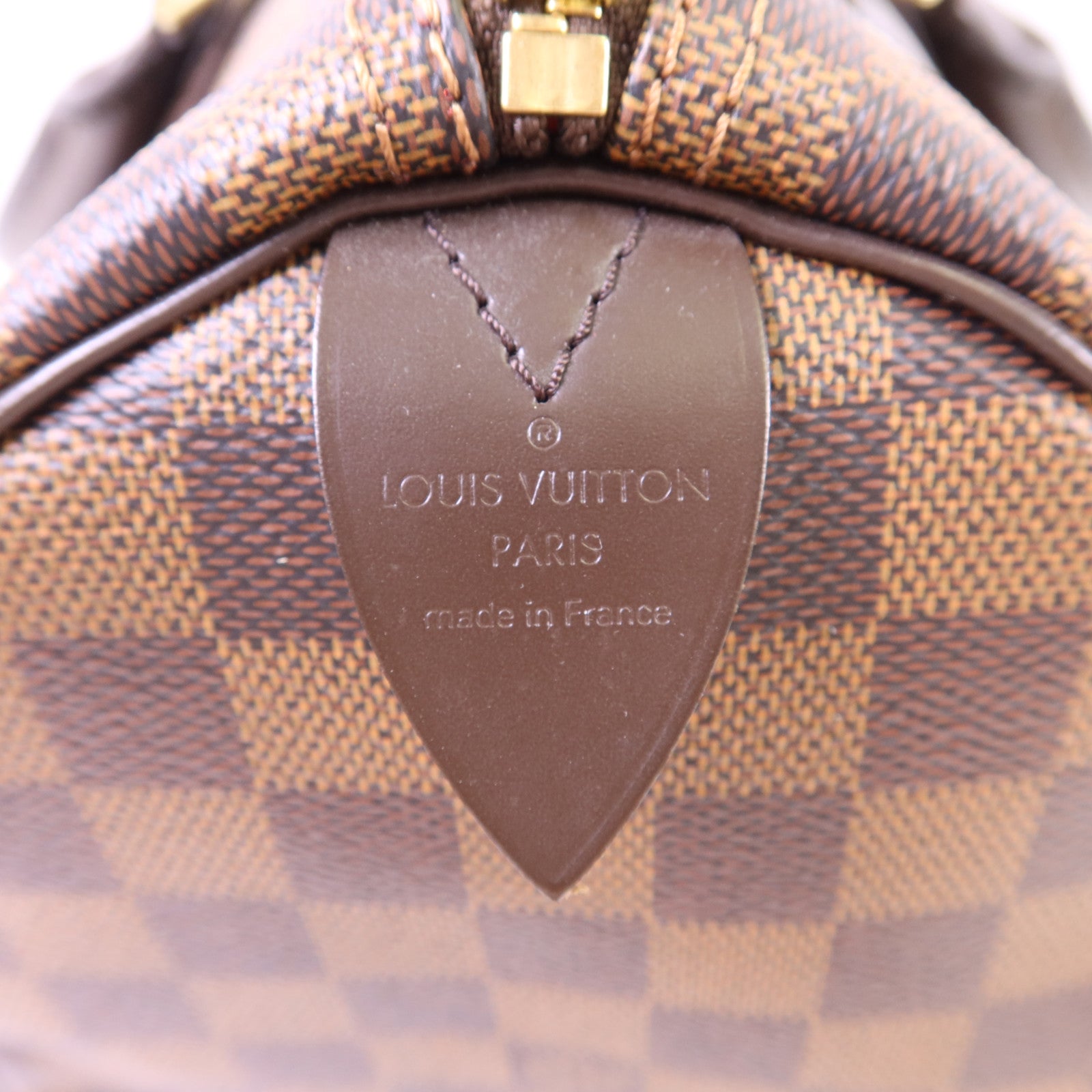LOUIS VUITTON Damier Speedy 30金扣手挽袋