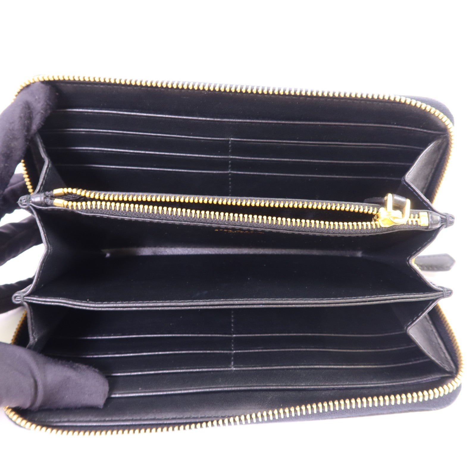 PRADA 牛皮皮革Long Round Wallet金扣長錢包