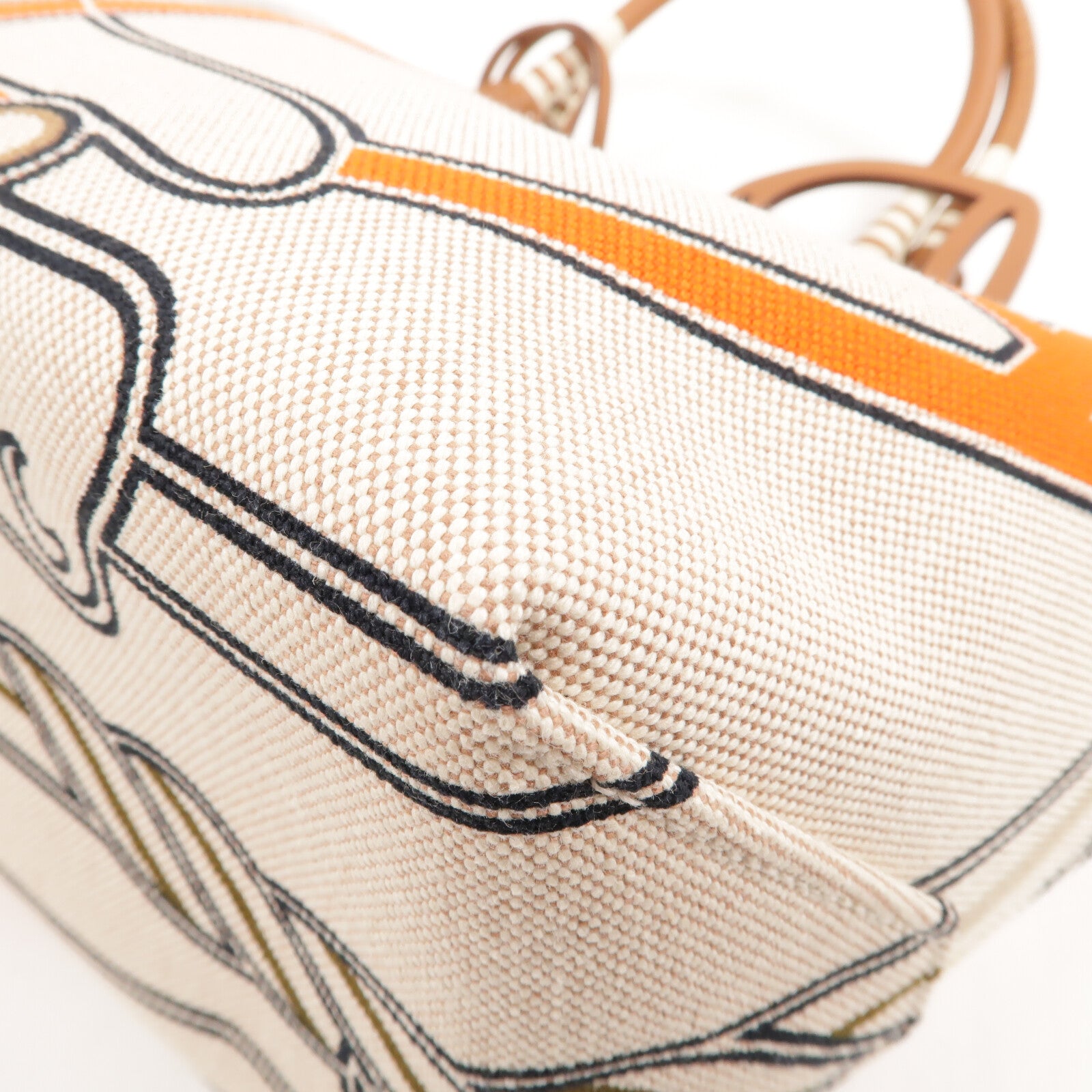 HERMES 帆布/Swift皮革Steeple 25手挽袋Gold/Ecru