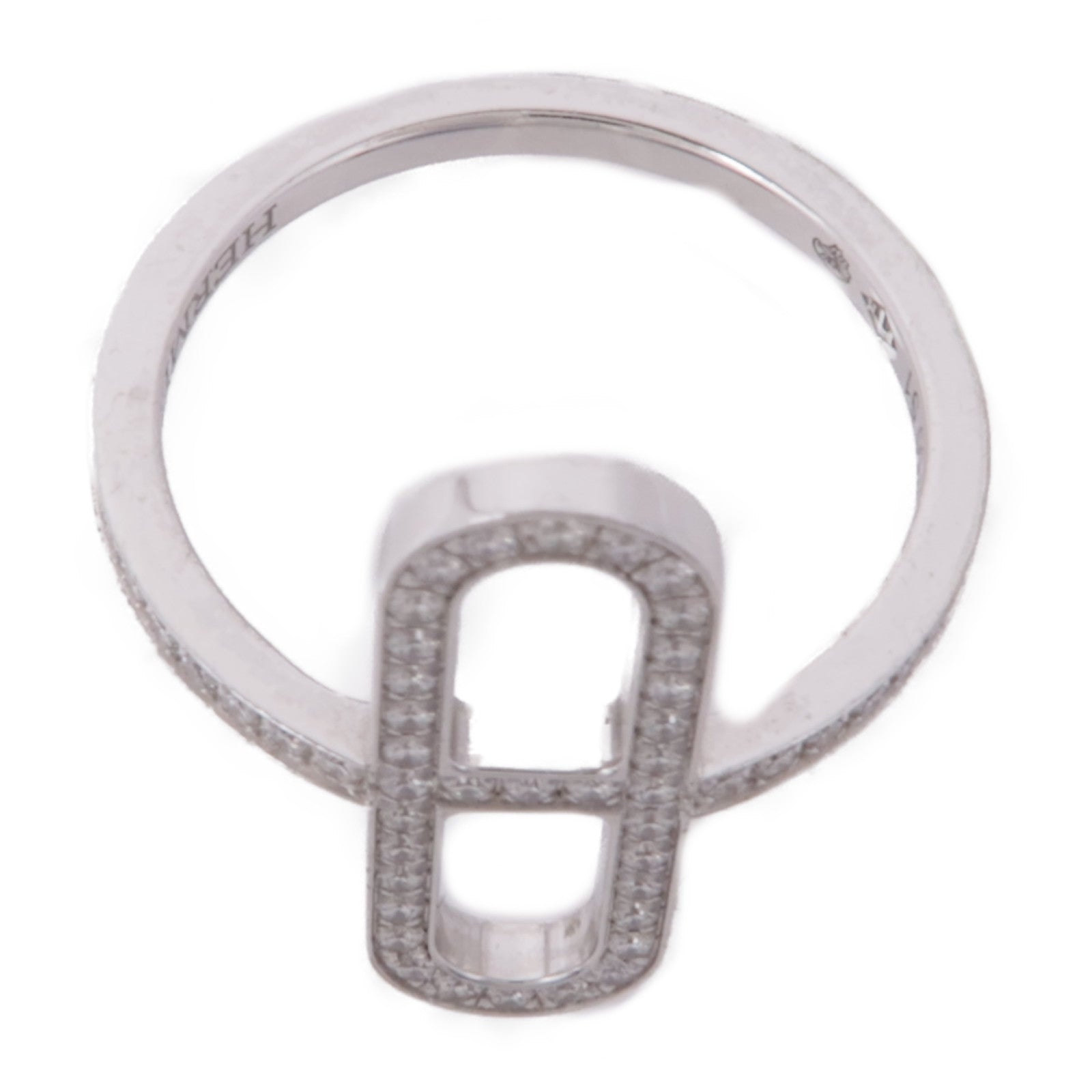 HERMES 18K白金Ever Chaine d'ancre Ring鑽石戒指Hermes#51/US#5.5