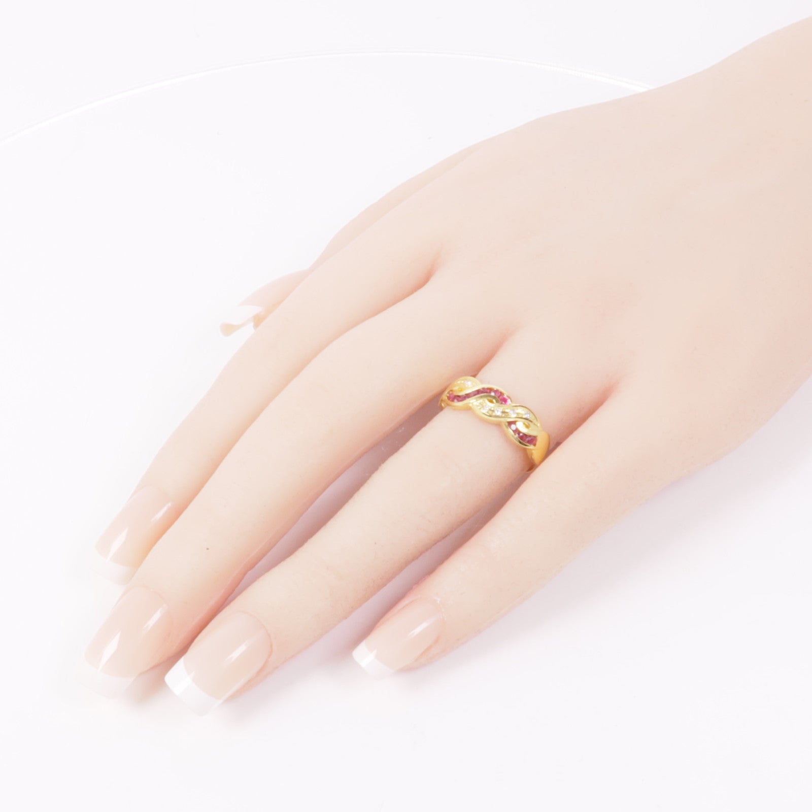 JEWELRY 18K黃金/Ruby Diamond鑽石戒指US#7