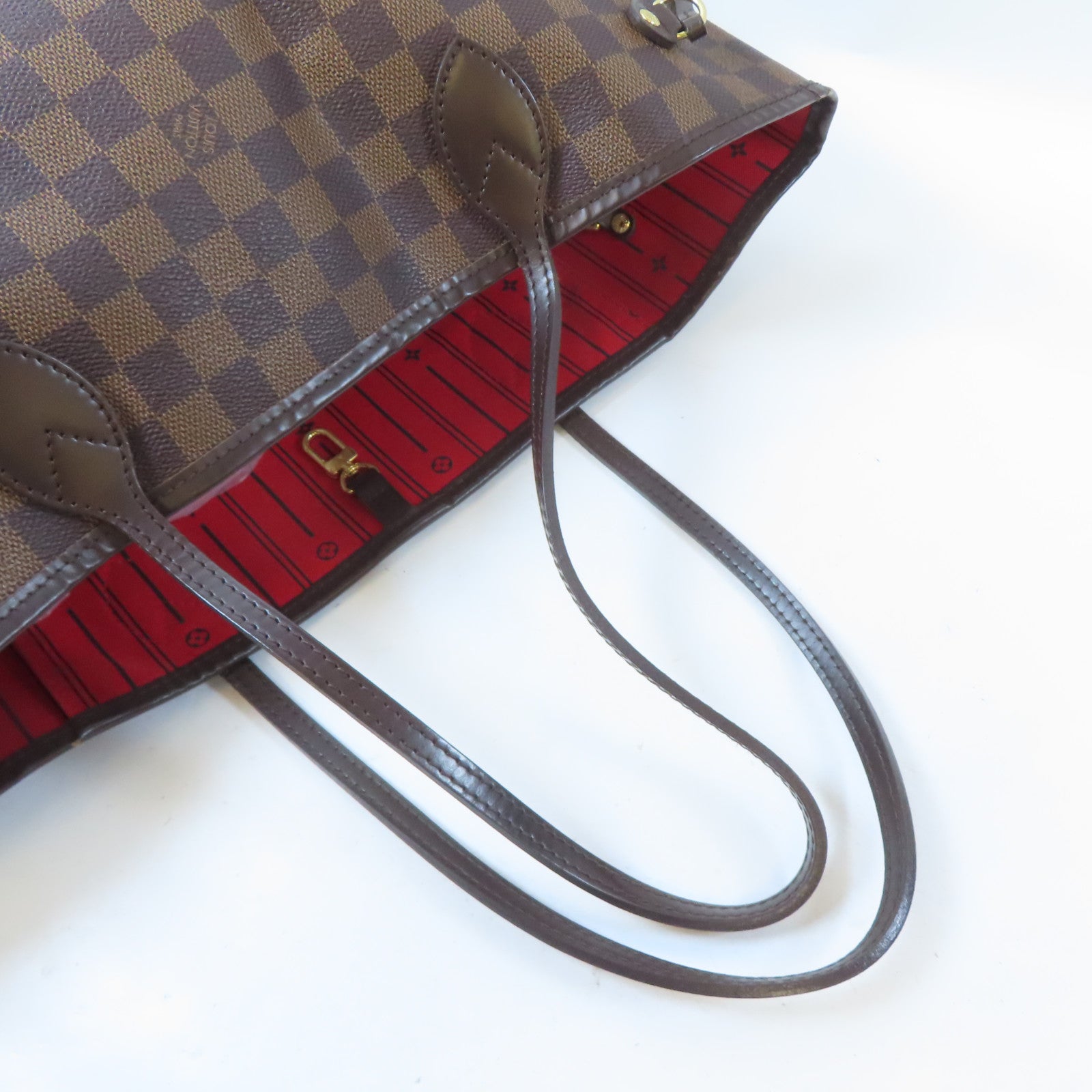 LOUIS VUITTON Damier Neverfull MM金扣手挽袋/肩背袋棕色
