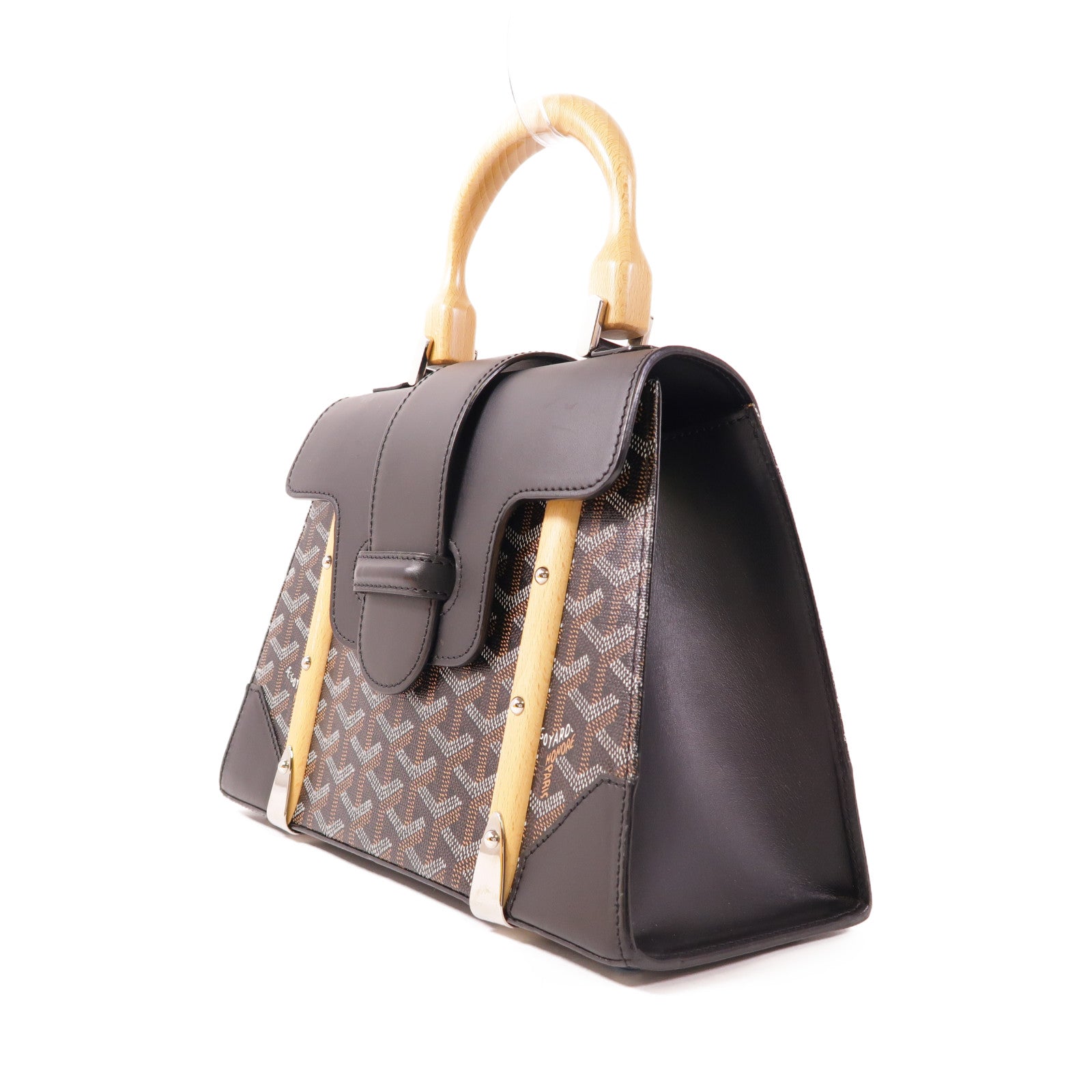 GOYARD 塗層帆布/皮革Saigon PM銀扣手挽袋