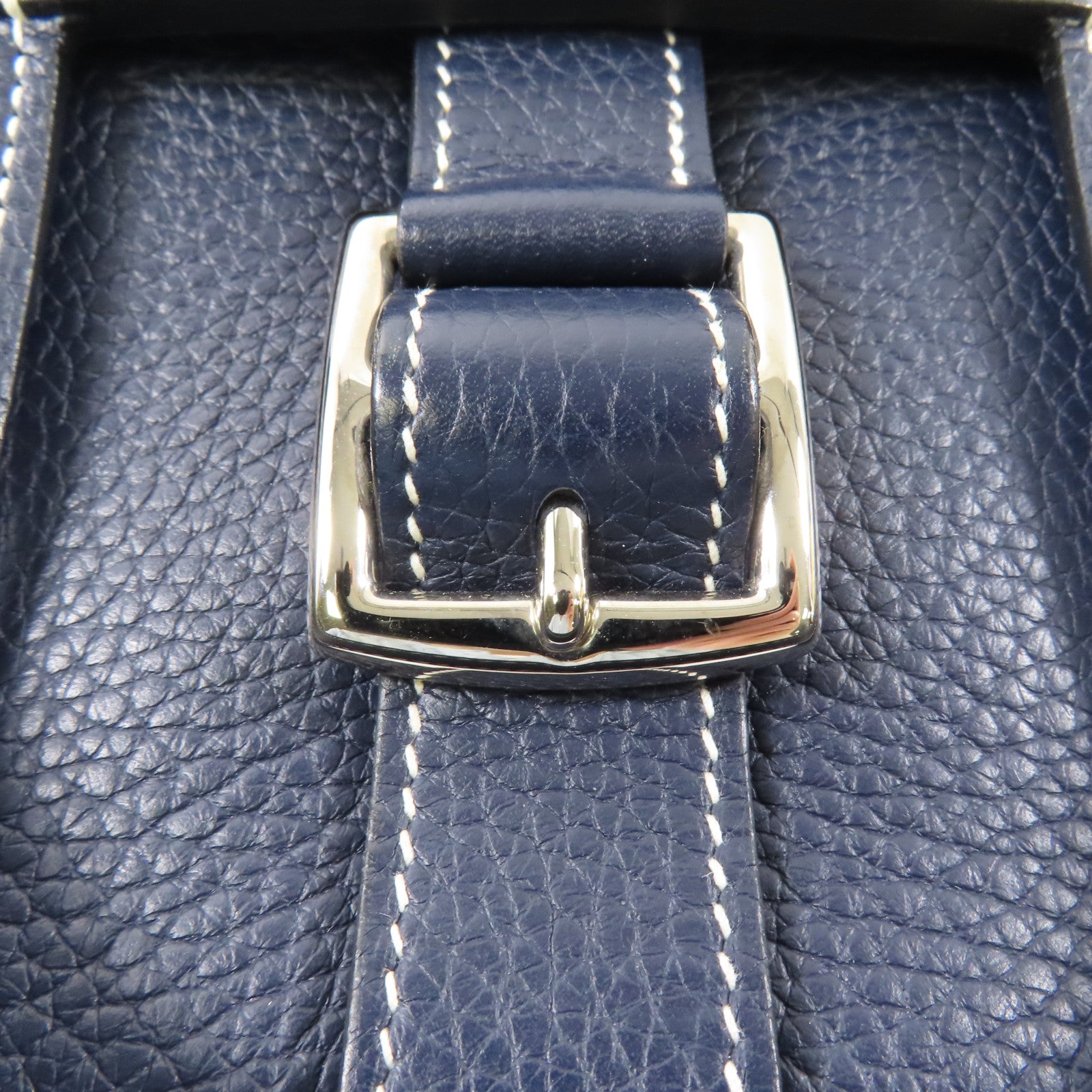 HERMES【激減優惠】 Clemence皮革Halzan 31銀扣手挽肩背兩用袋Bleu Nuit/Noir