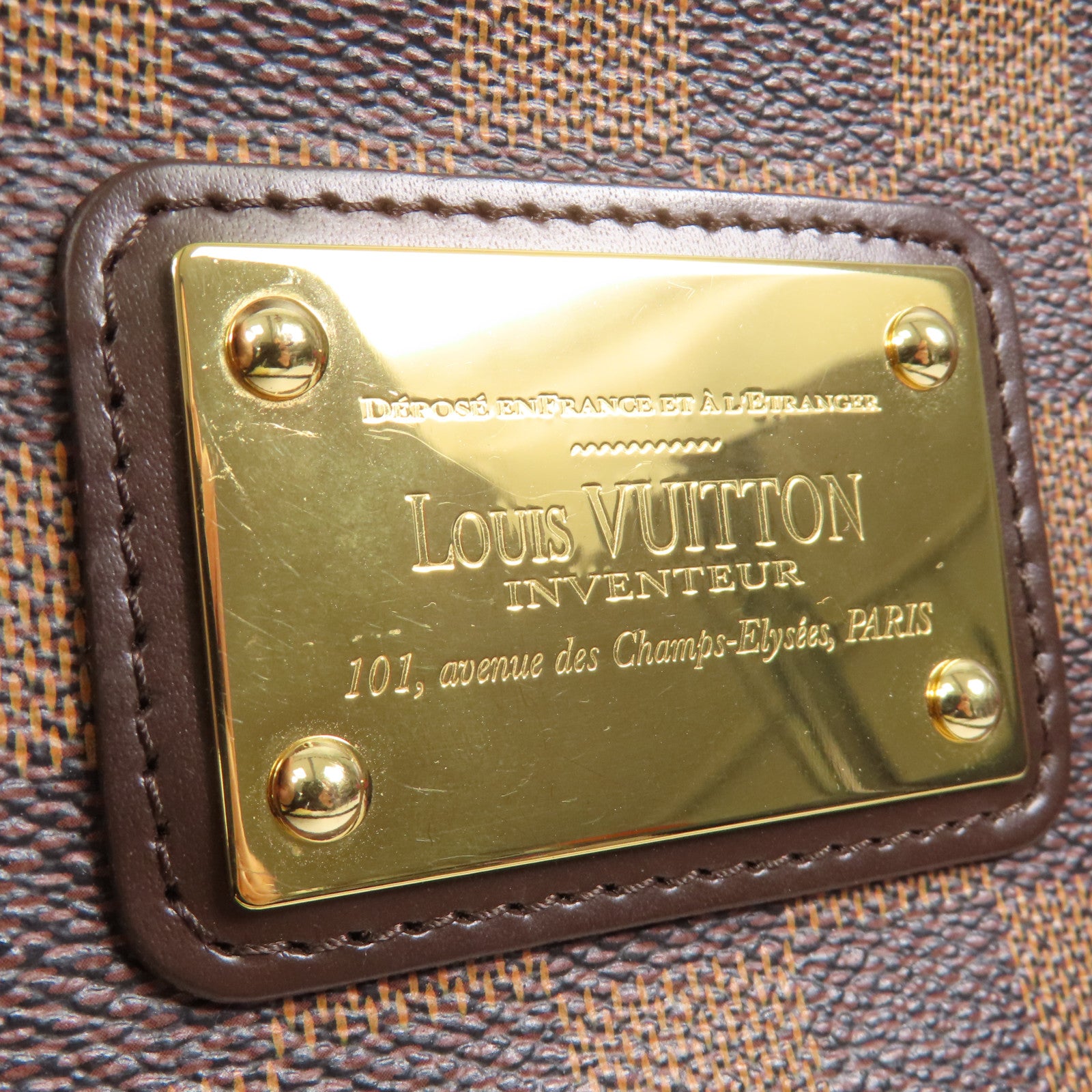 LOUIS VUITTON Damier Eva金扣手挽肩背兩用袋