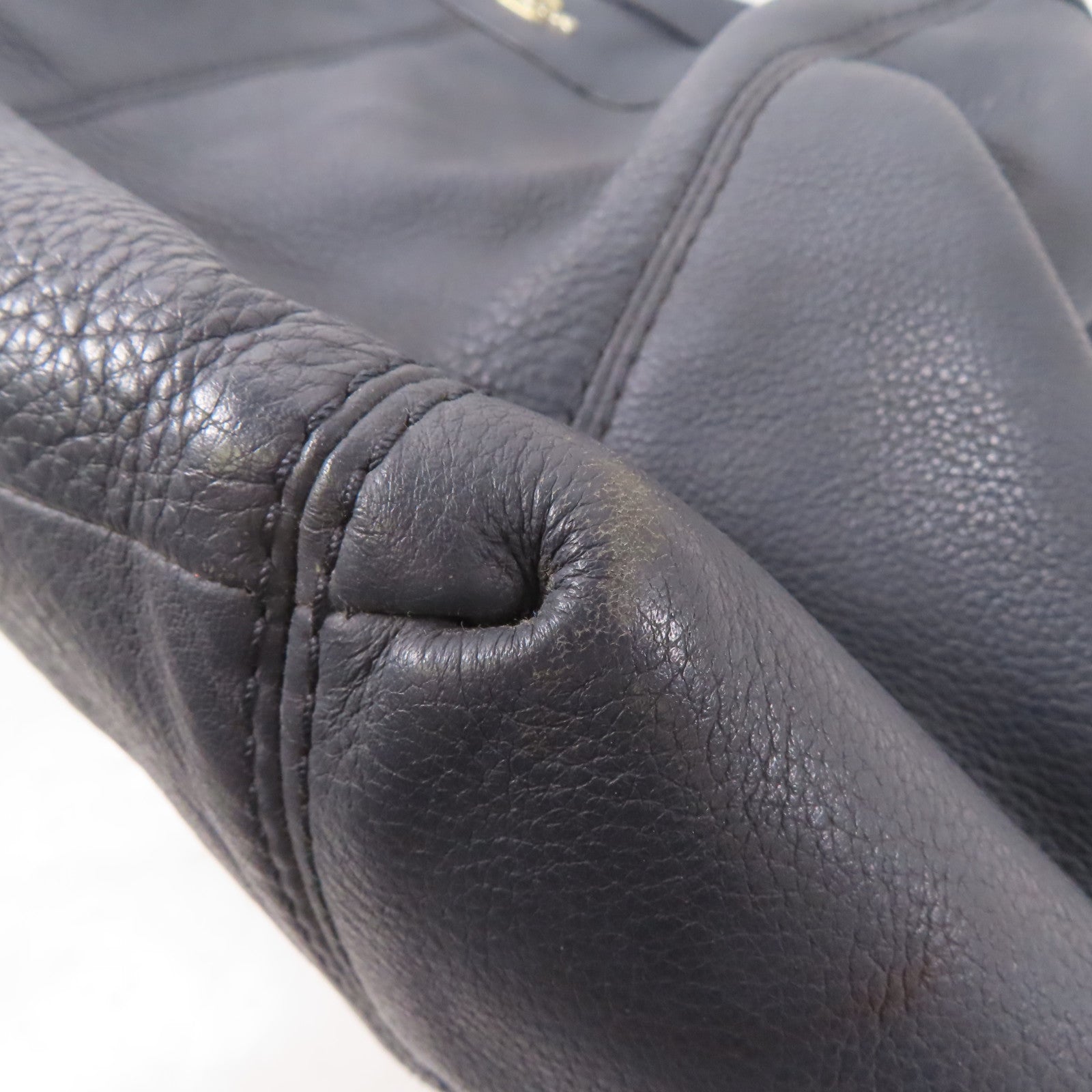 COACH 牛皮皮革Shoulder Bag金扣肩背袋深藍色