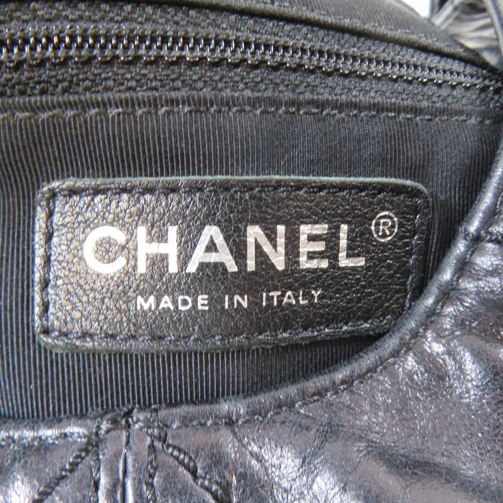 CHANEL 菱格羊皮皮革Tote Bag銀扣鏈帶肩背袋黑色