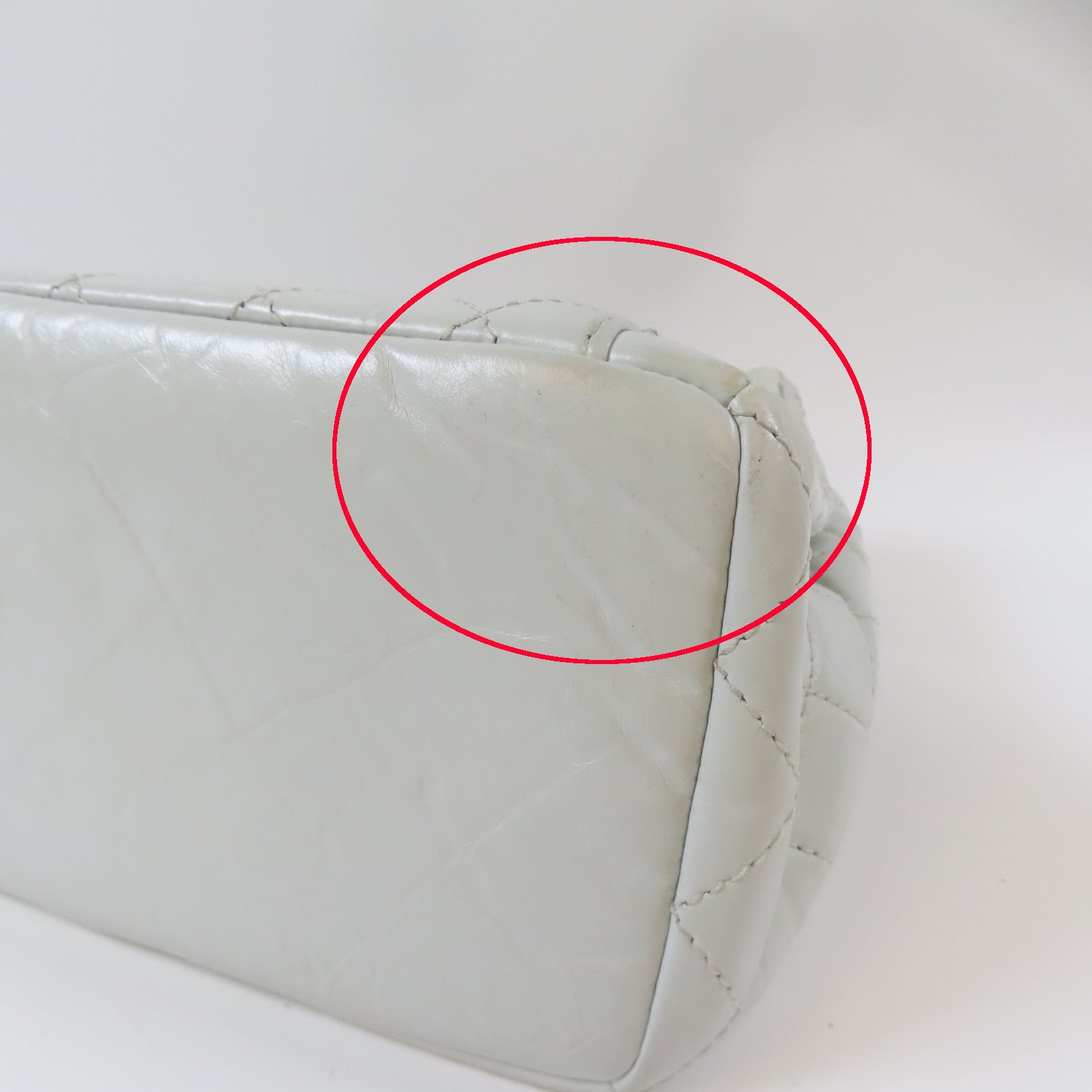 CHANEL 【激減優惠】菱格牛皮皮革Chain Shoulder Bag銀扣鏈帶肩背袋灰色