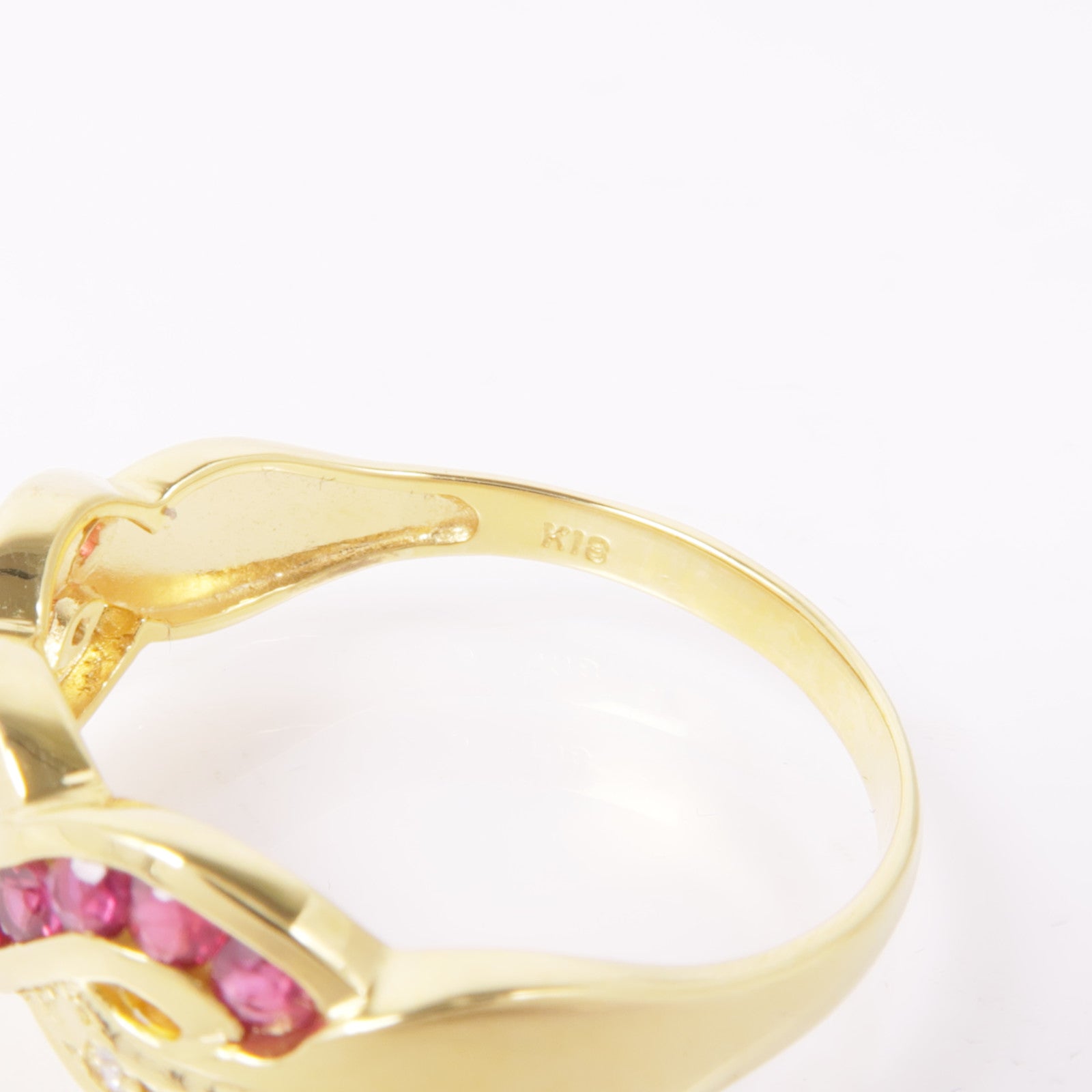 JEWELRY 18K黃金/Ruby Diamond鑽石戒指US#7