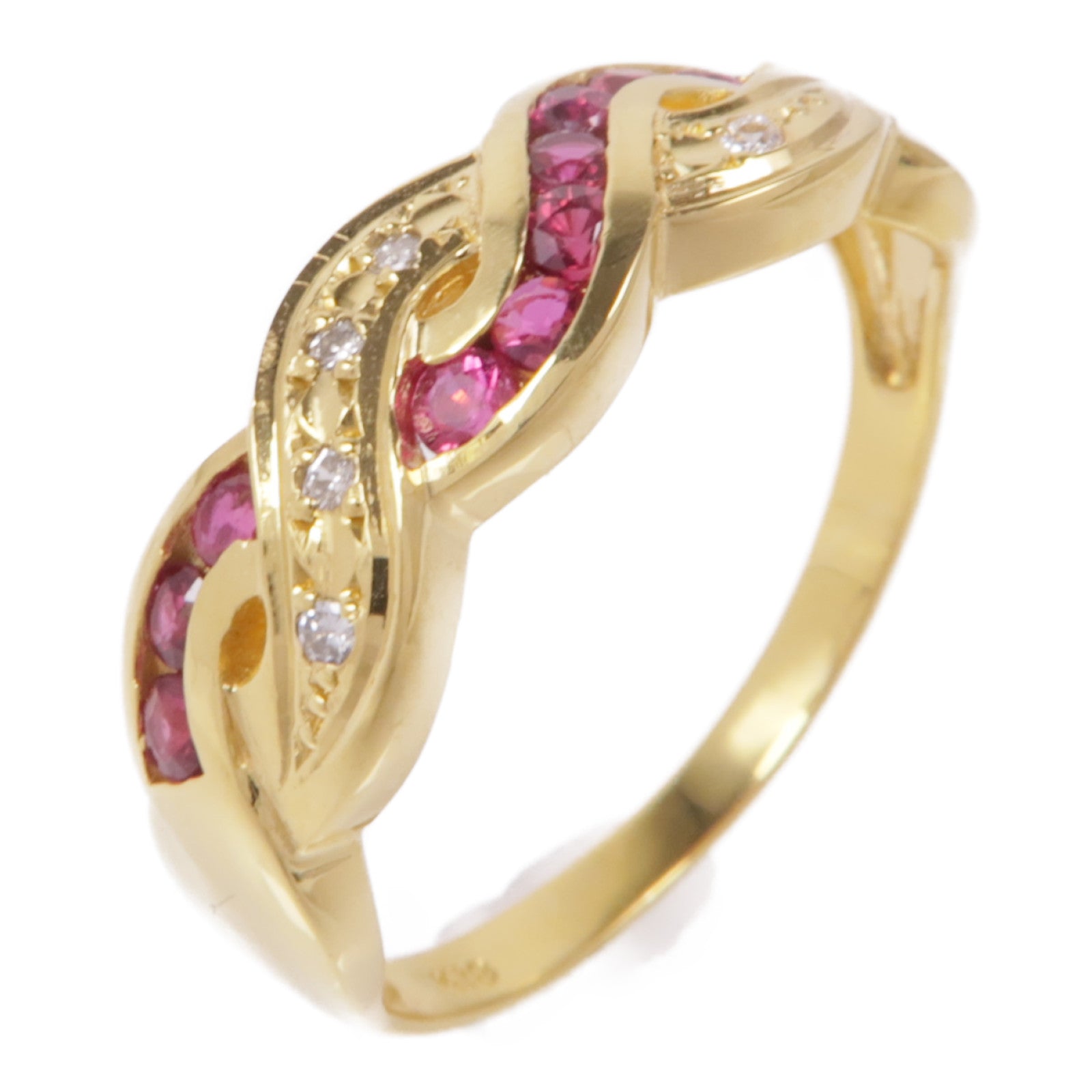 JEWELRY 18K黃金/Ruby Diamond鑽石戒指US#7