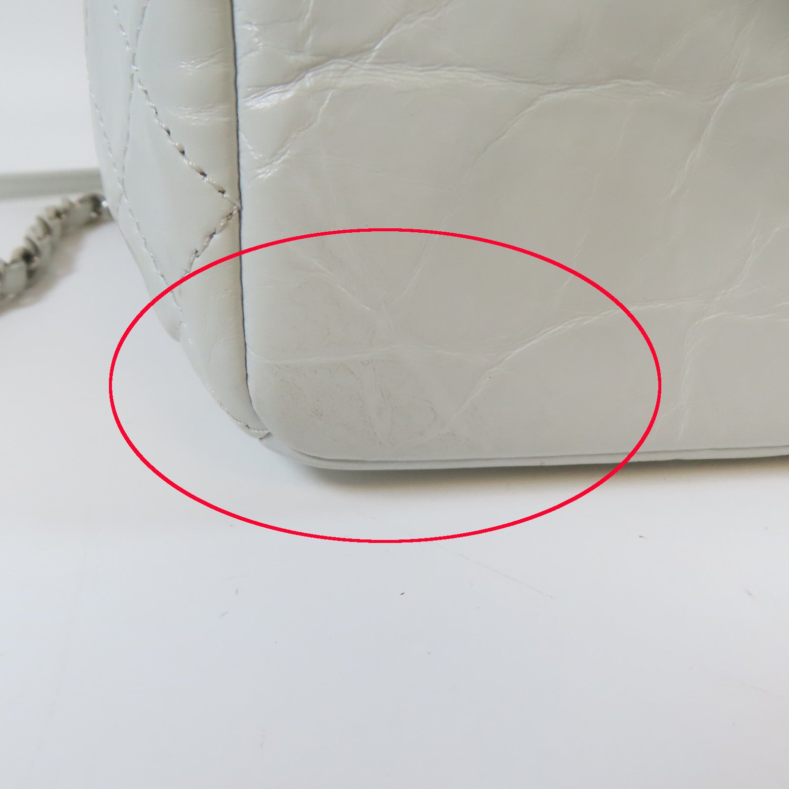 CHANEL 【激減優惠】菱格牛皮皮革Chain Shoulder Bag銀扣鏈帶肩背袋灰色