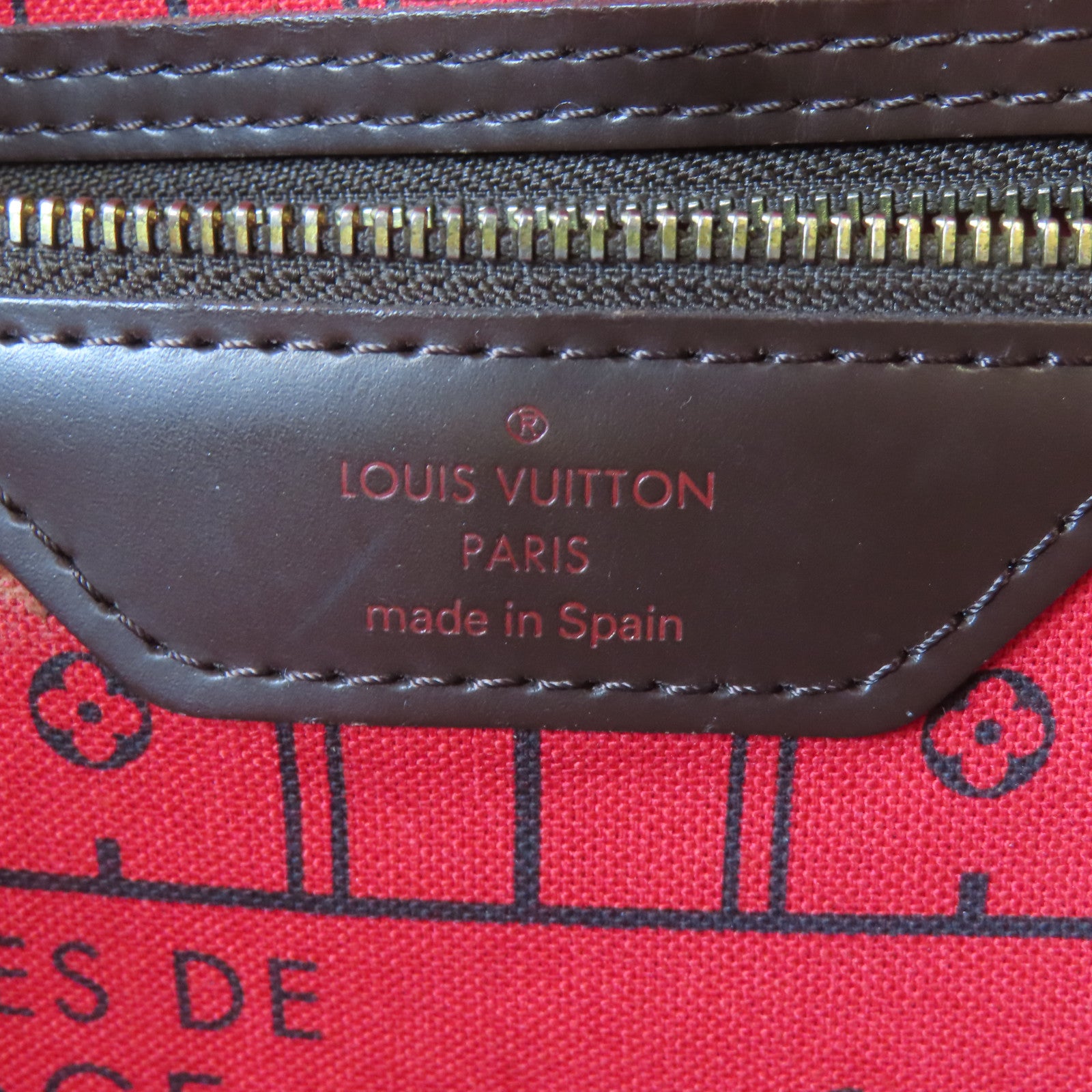 LOUIS VUITTON Damier Neverfull MM金扣手挽袋/肩背袋棕色