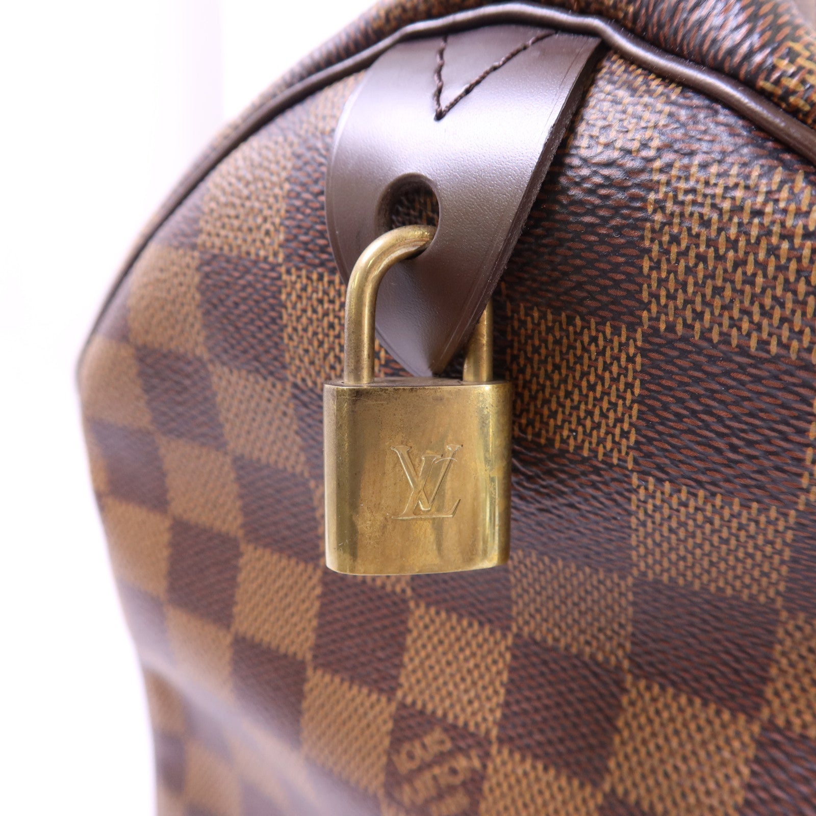 LOUIS VUITTON Damier Speedy 30金扣手挽袋