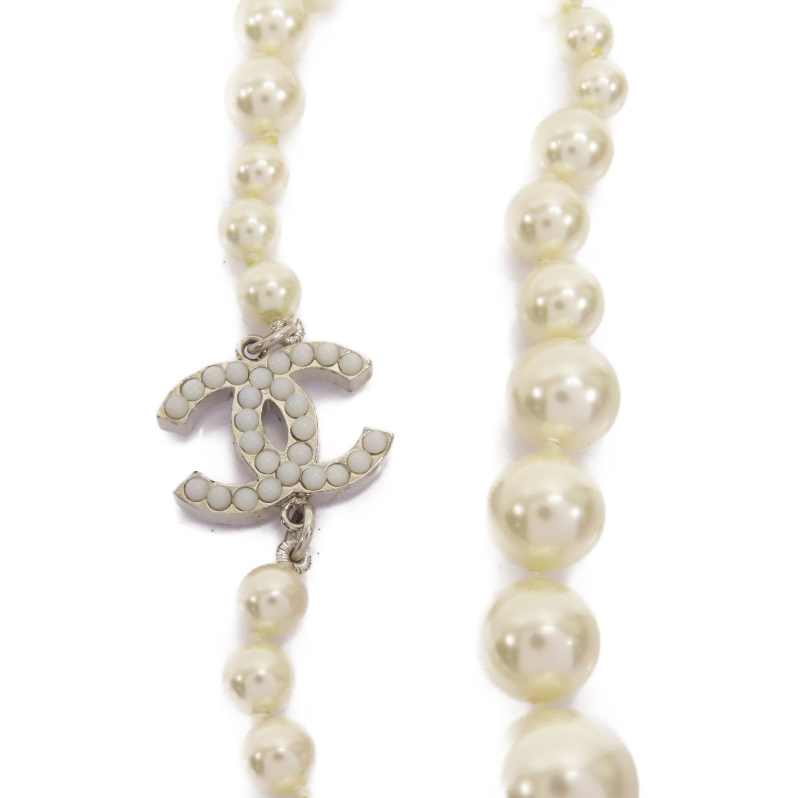 CHANEL PVC/金屬Necklace項鍊白色/銀色