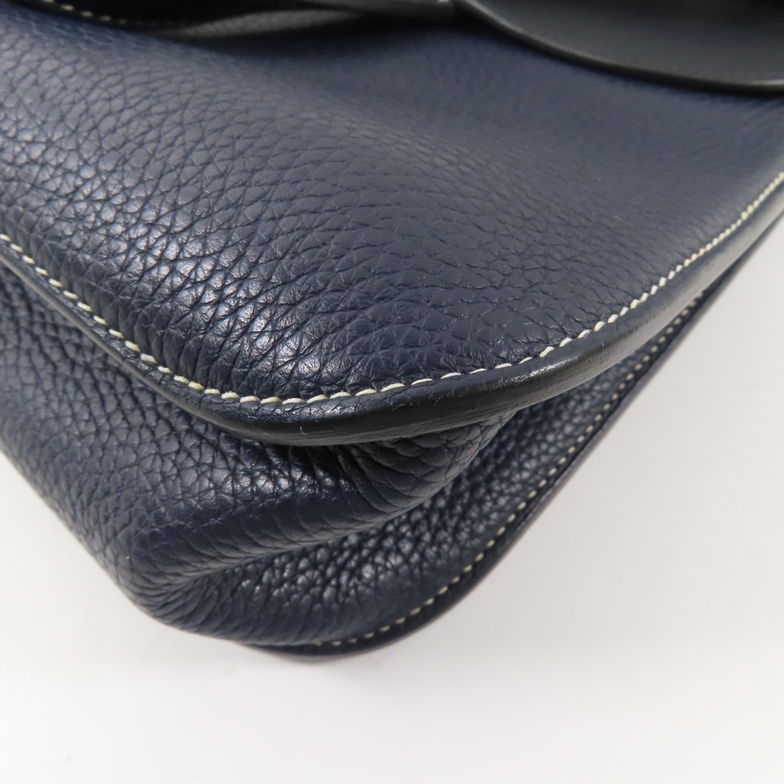 HERMES【激減優惠】 Clemence皮革Halzan 31銀扣手挽肩背兩用袋Bleu Nuit/Noir